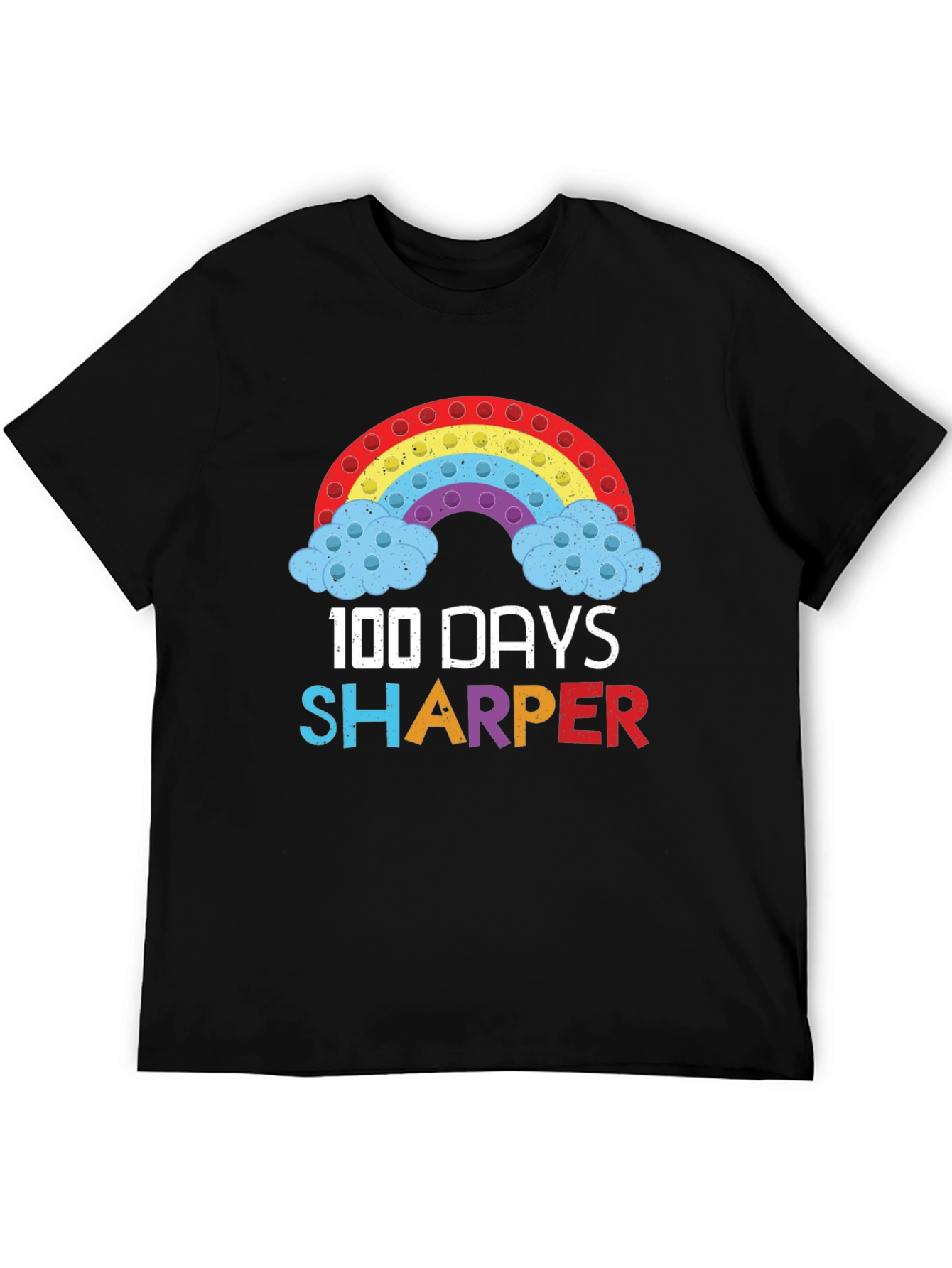 100 Days Sharper T-Shirt Rainbow Pop-It Design