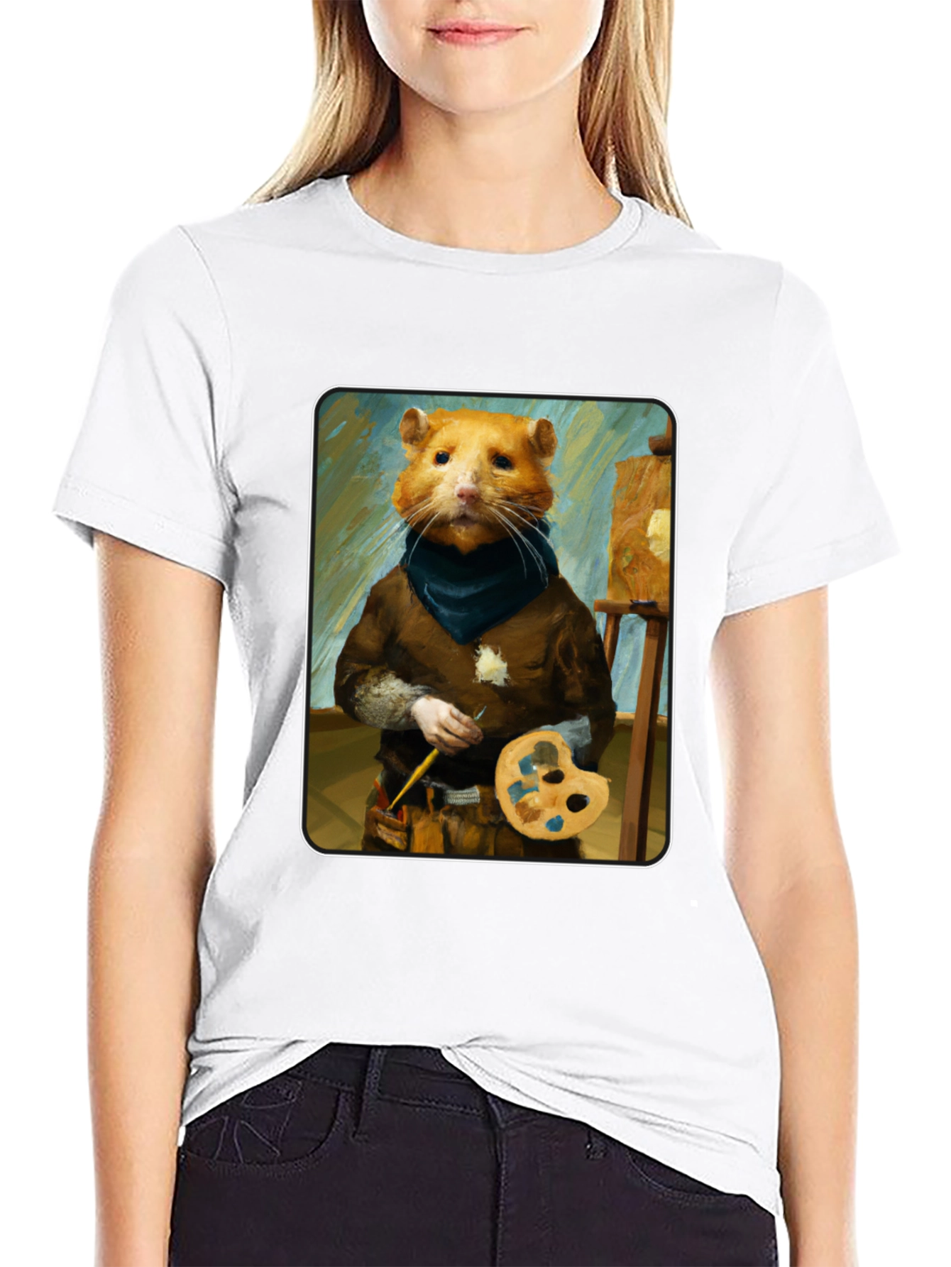 Hamster Painter T-Shirt - Artistic Novelty Tee
