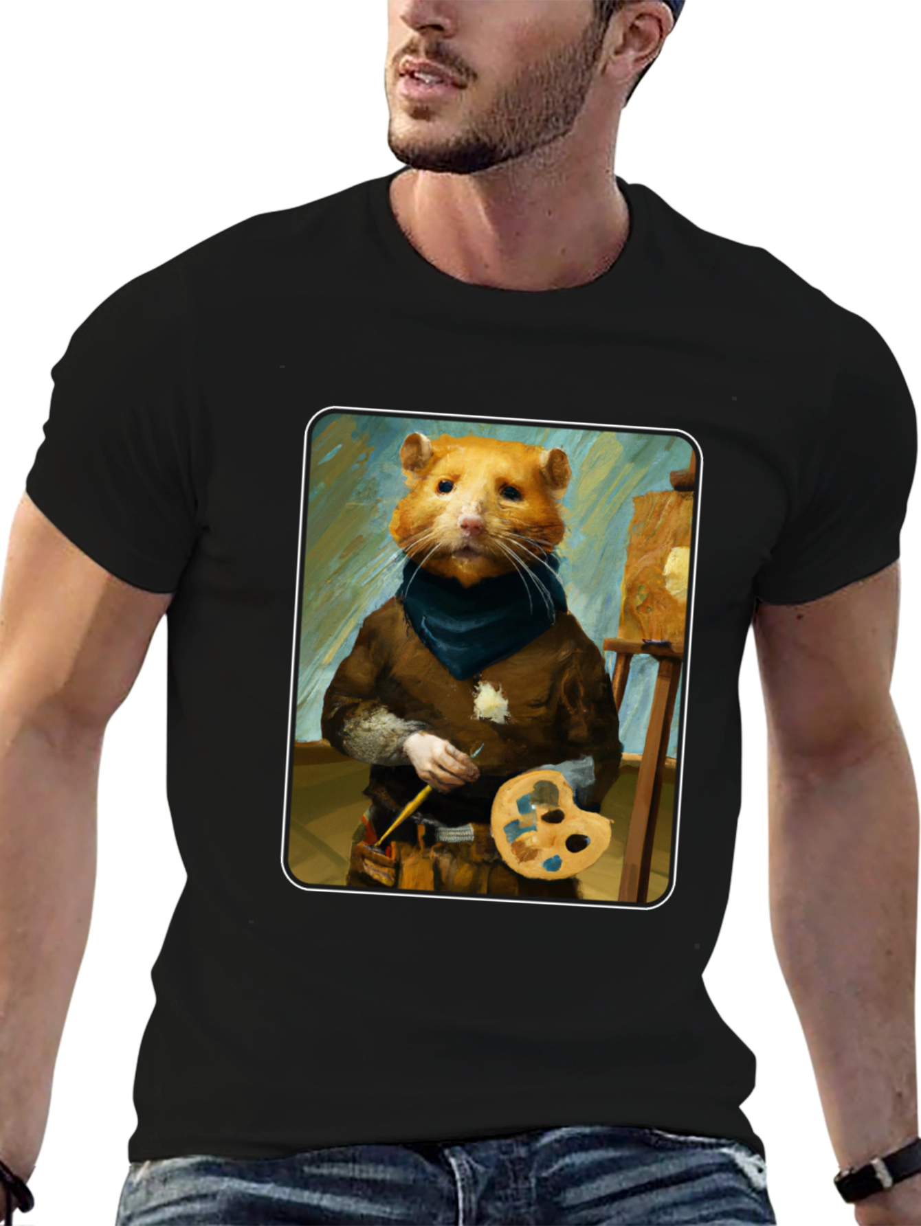 Hamster Painter T-Shirt - Artistic Novelty Tee