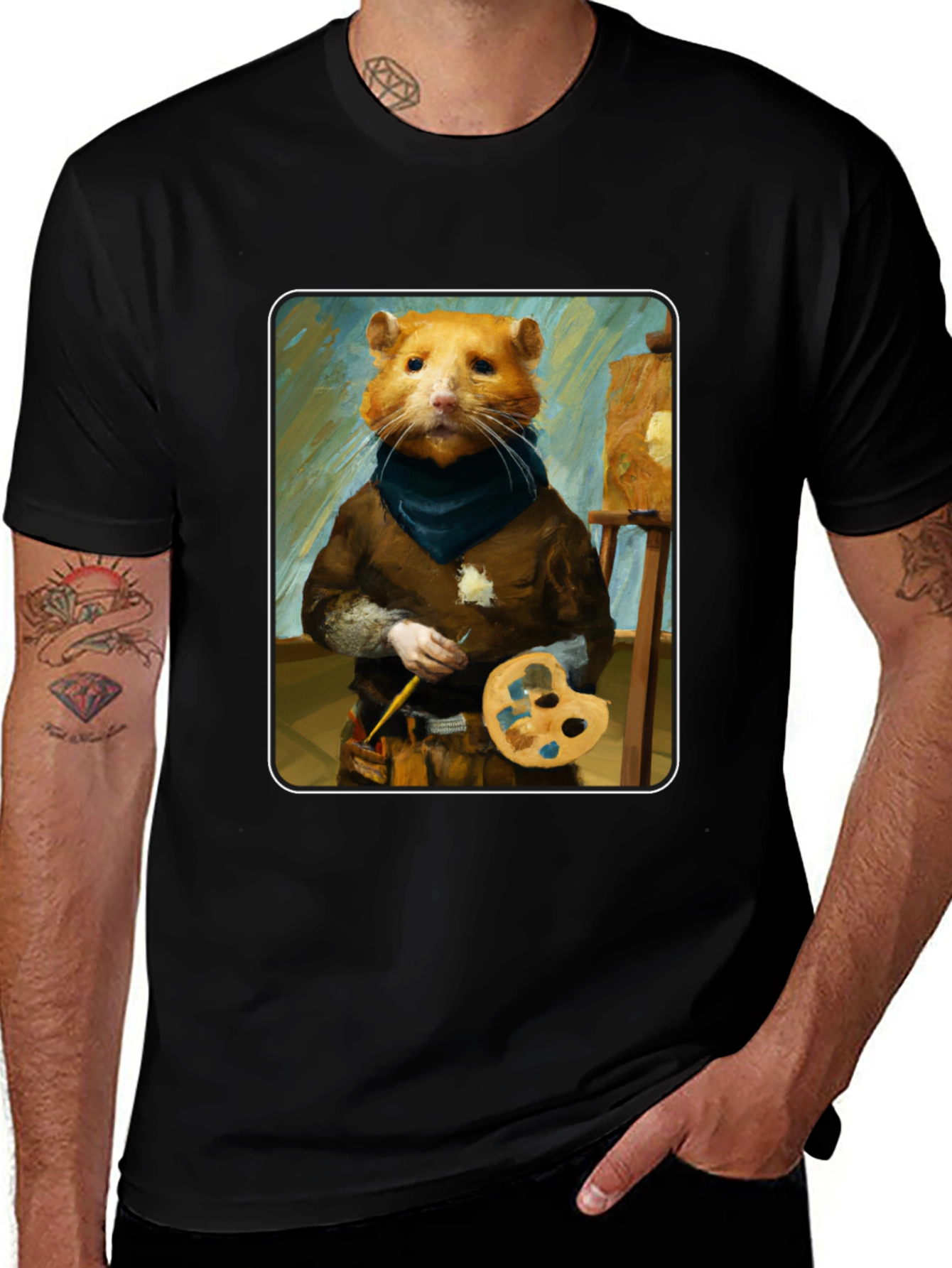 Hamster Painter T-Shirt - Artistic Novelty Tee
