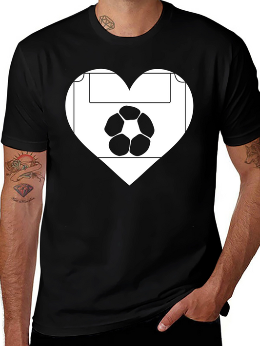 Soccer Love Heart T-Shirt - Black Graphic Tee