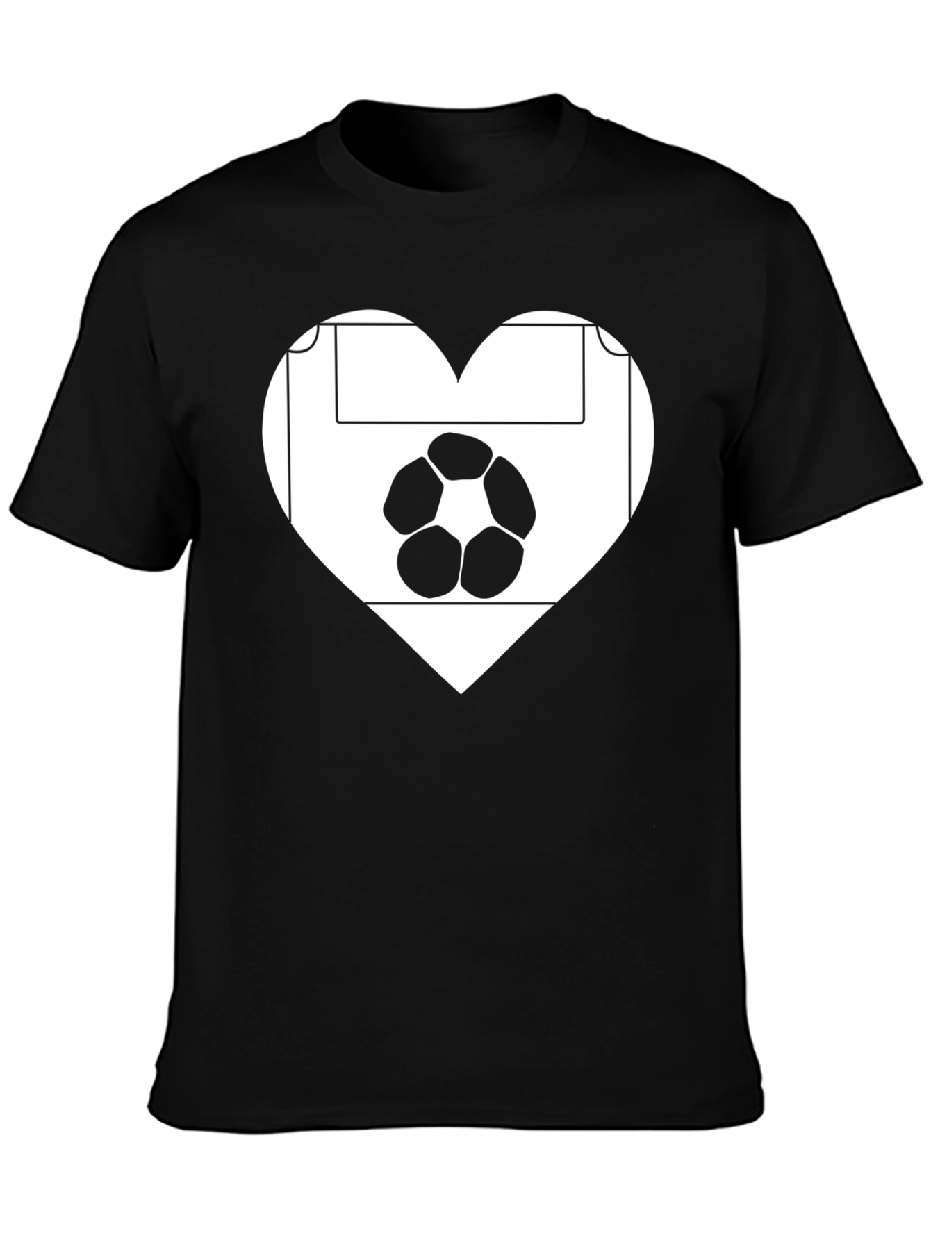 Soccer Love Heart T-Shirt - Black Graphic Tee