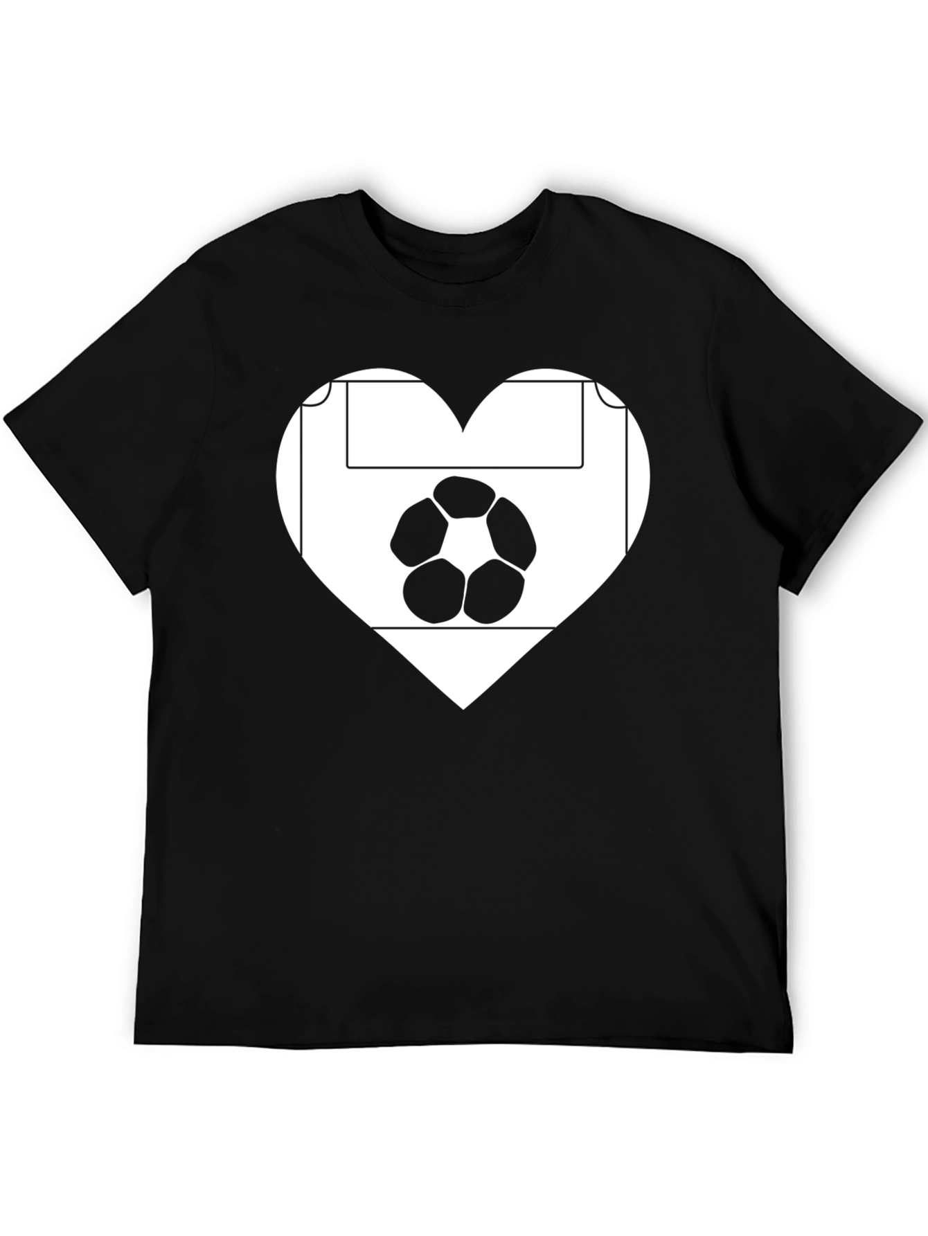 Soccer Love Heart T-Shirt - Black Graphic Tee