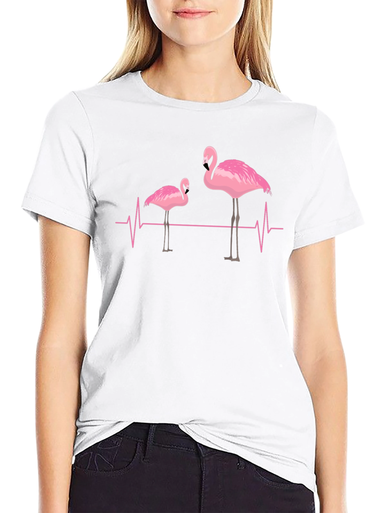 Flamingo Heartbeat Graphic Tee - Unique Design