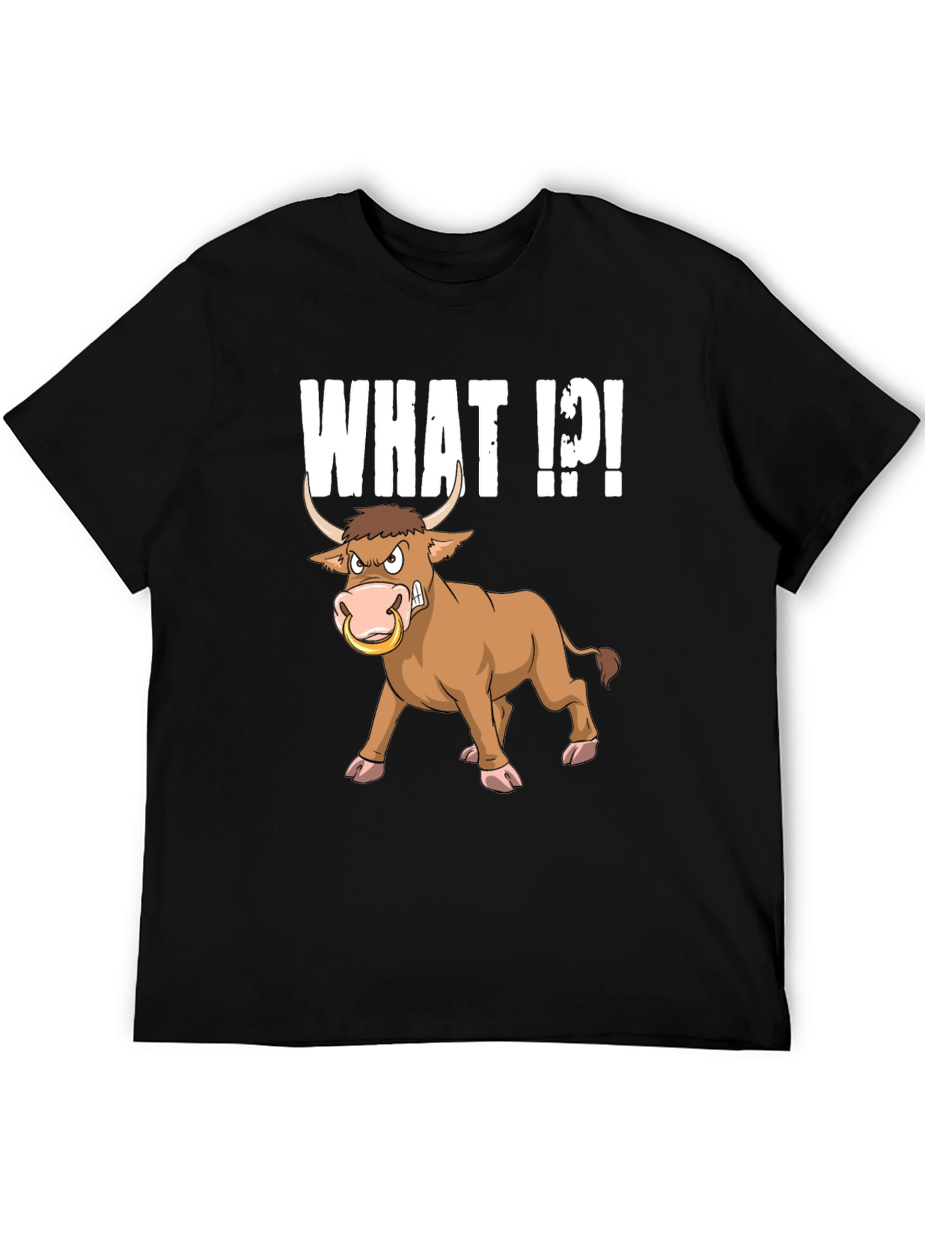 Funny Bull What T-Shirt - Black Graphic Tee