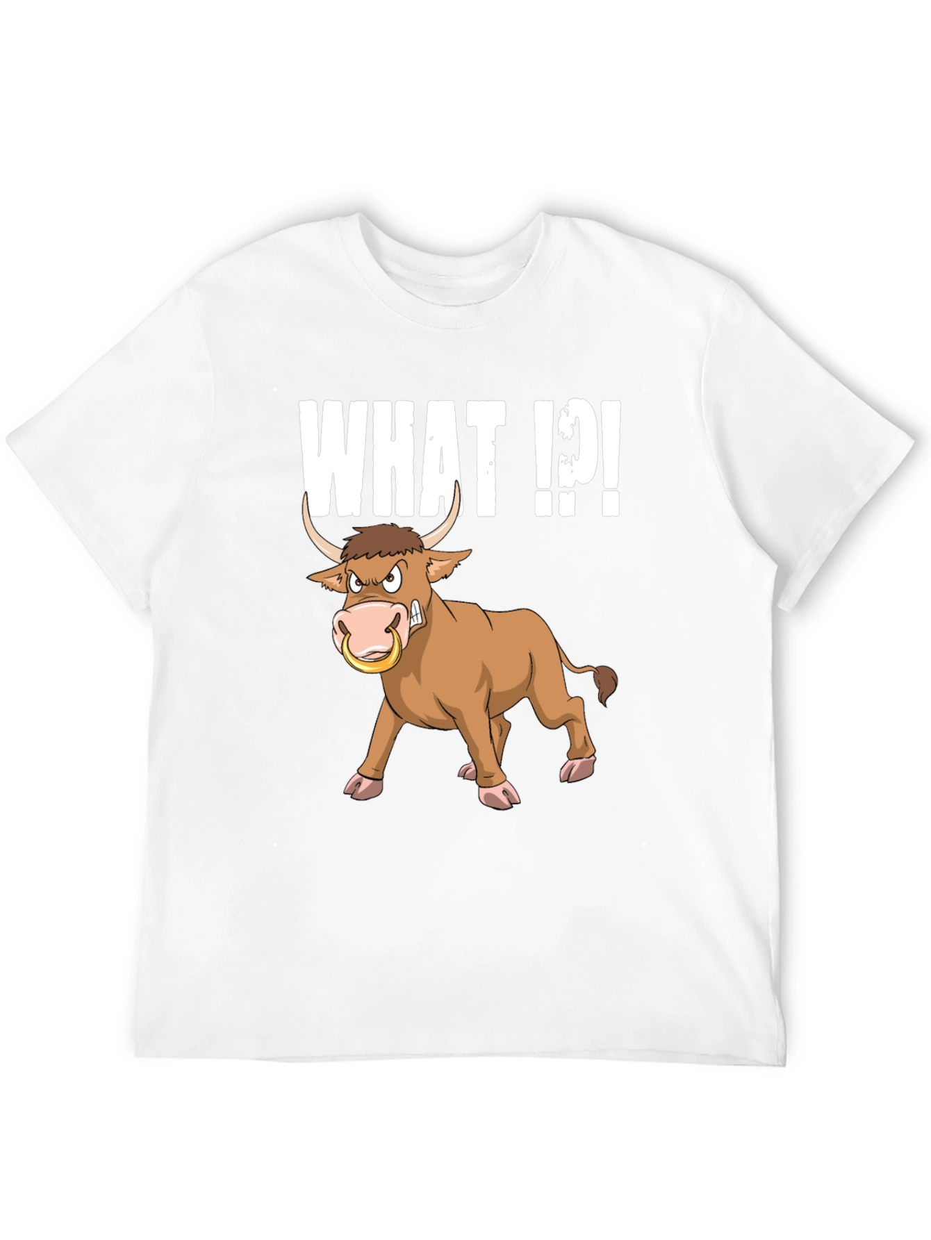 Funny Bull What T-Shirt - Black Graphic Tee