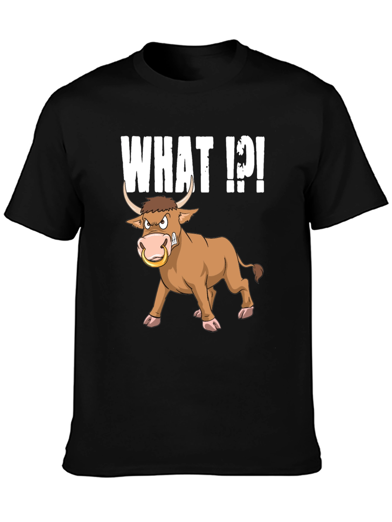 Funny Bull What T-Shirt - Black Graphic Tee