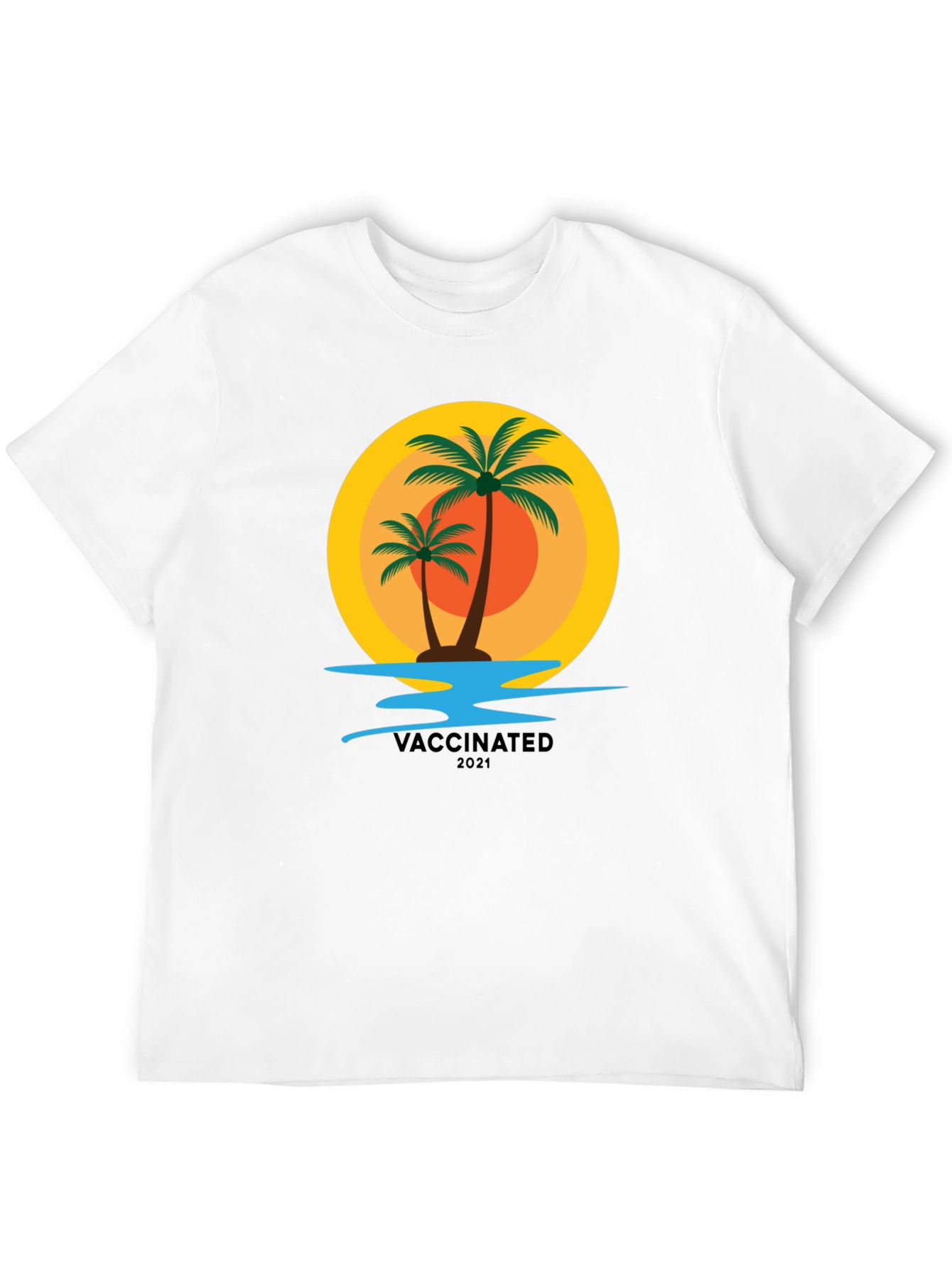 Vaccinated 2021 Palm Tree Graphic T-Shirt