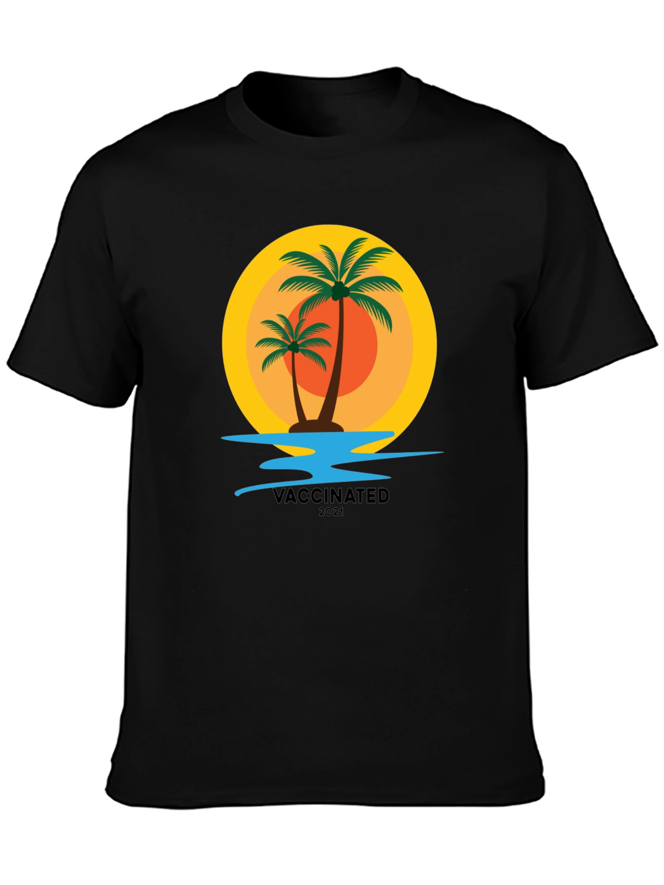Vaccinated 2021 Palm Tree Graphic T-Shirt
