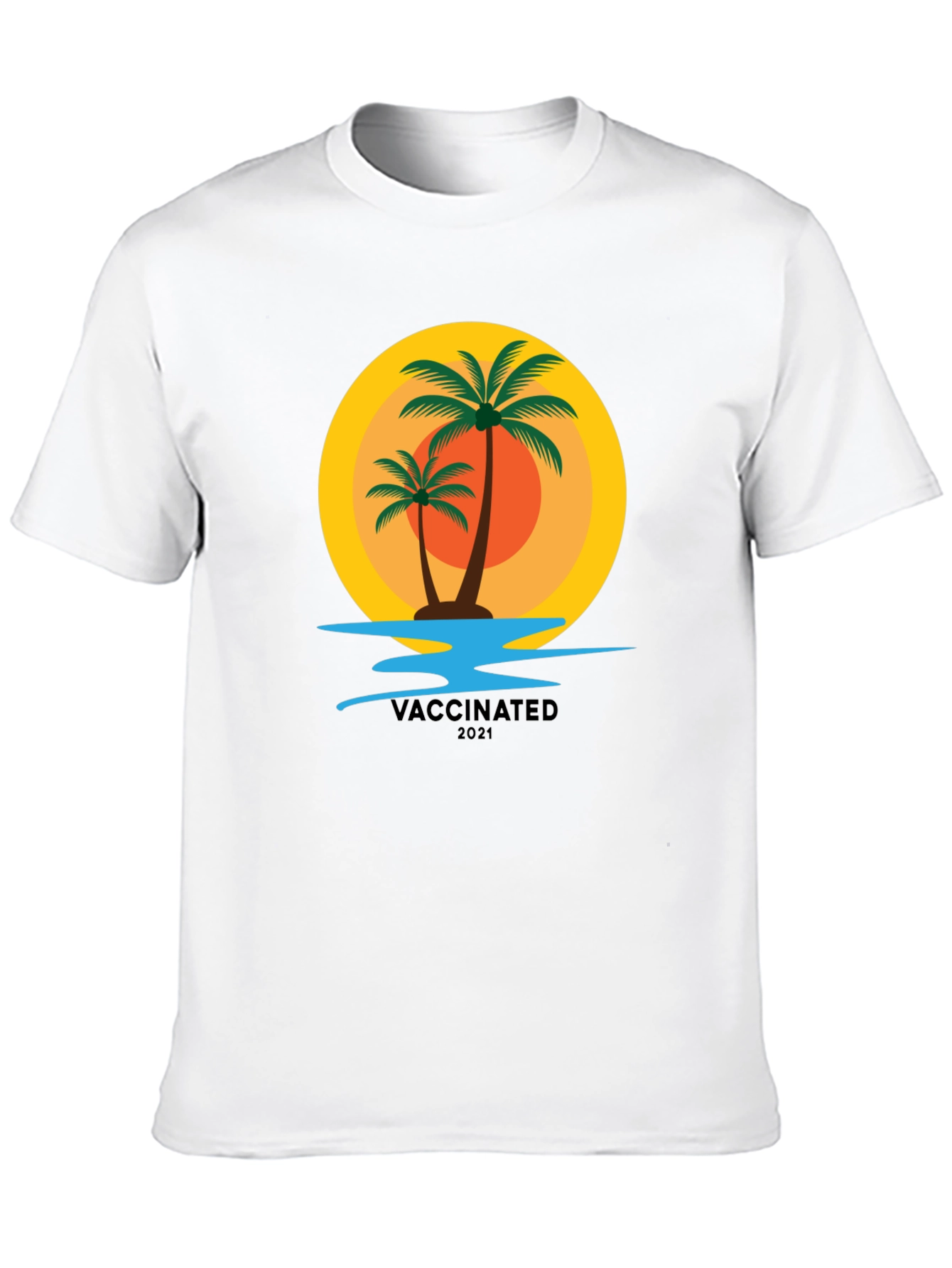 Vaccinated 2021 Palm Tree Graphic T-Shirt