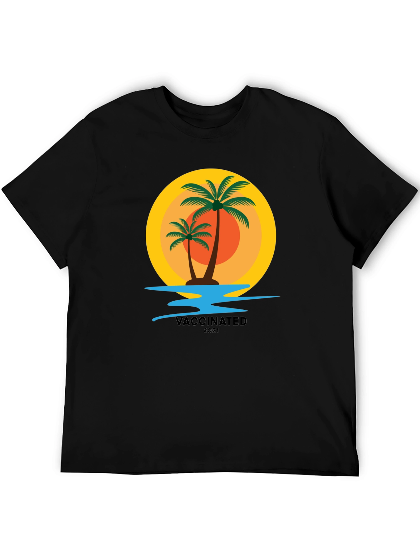 Vaccinated 2021 Palm Tree Graphic T-Shirt