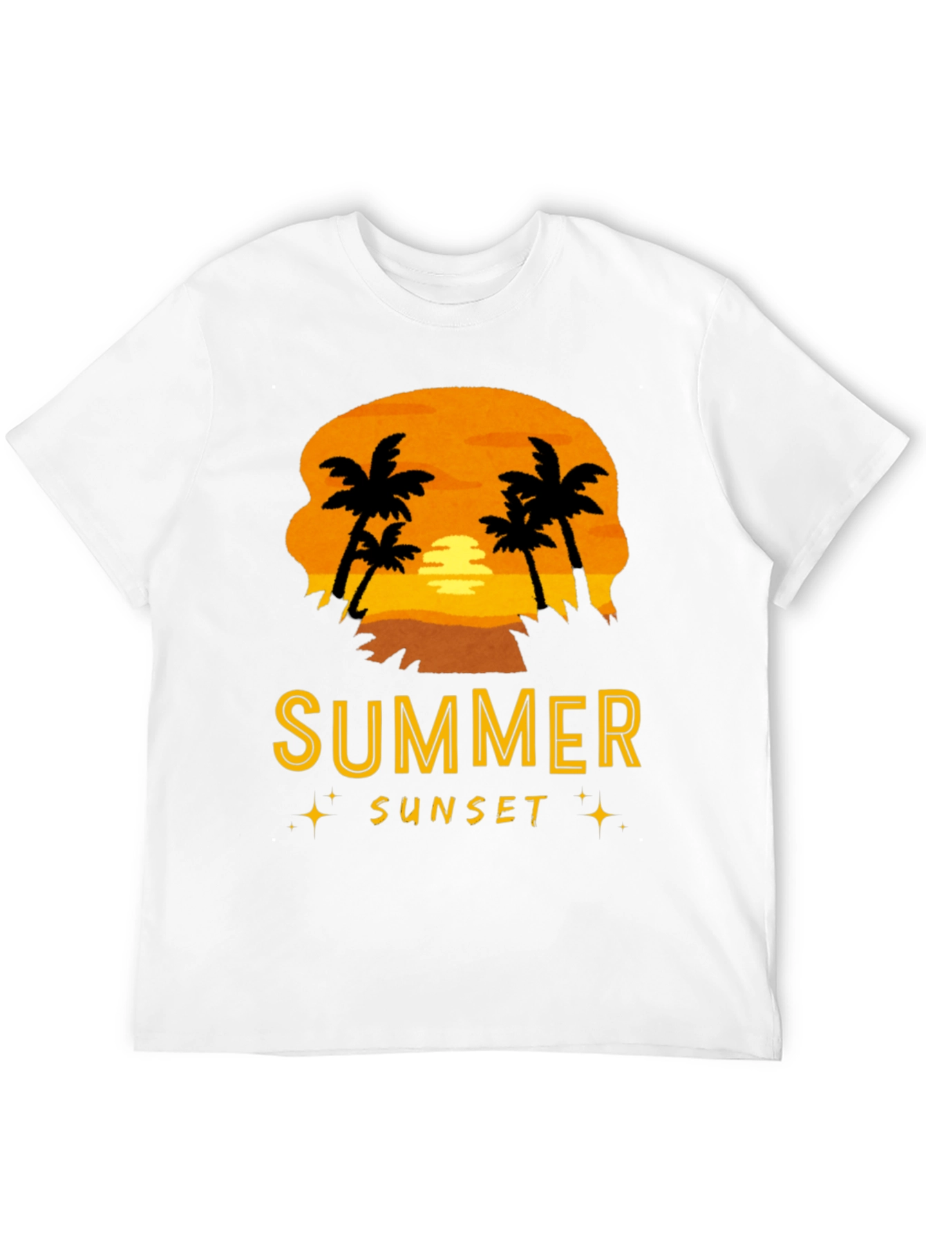 Summer Sunset Graphic Tee - Black Cotton T-Shirt