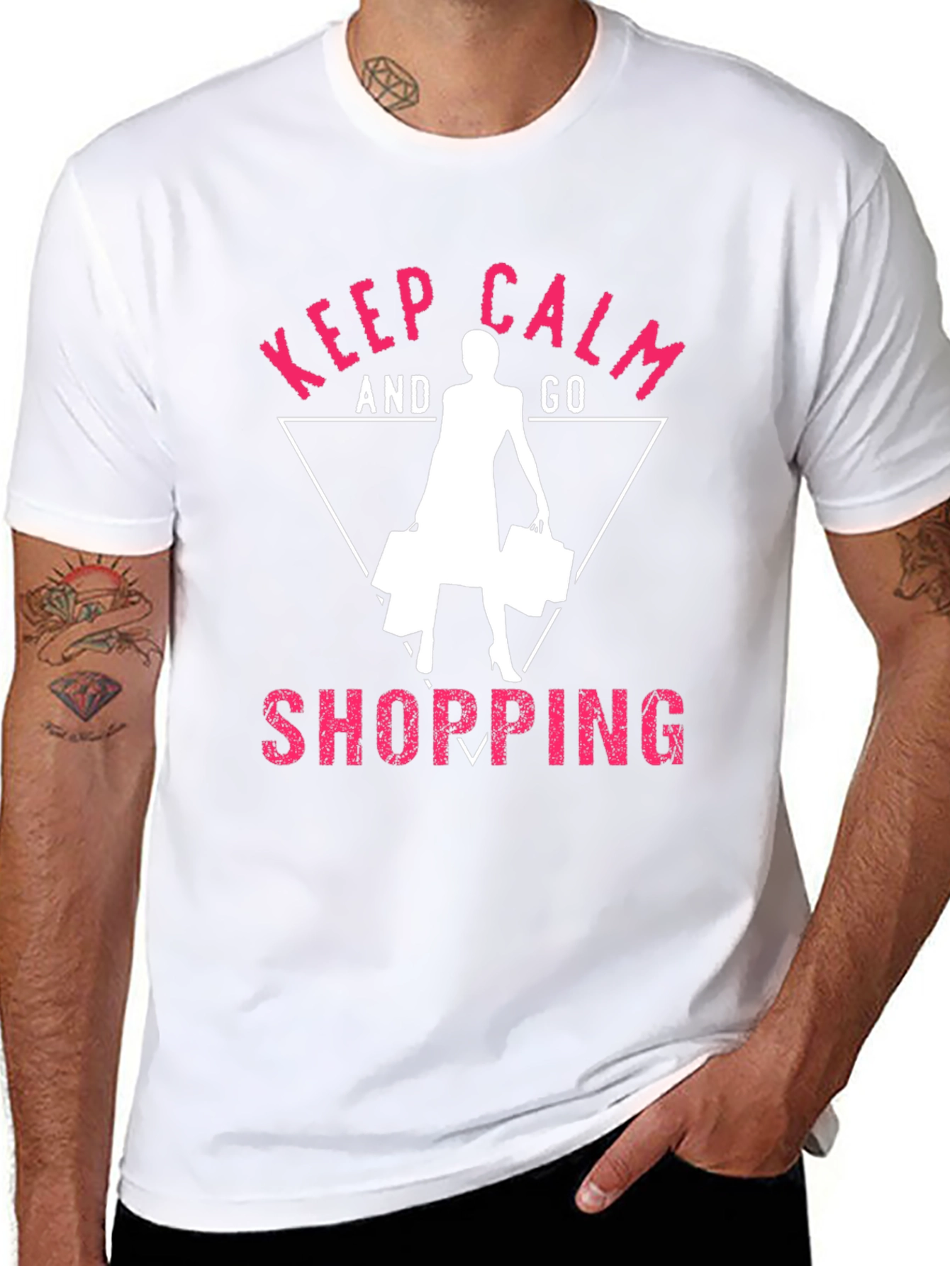 Keep Calm and Go Shopping Black T-Shirt