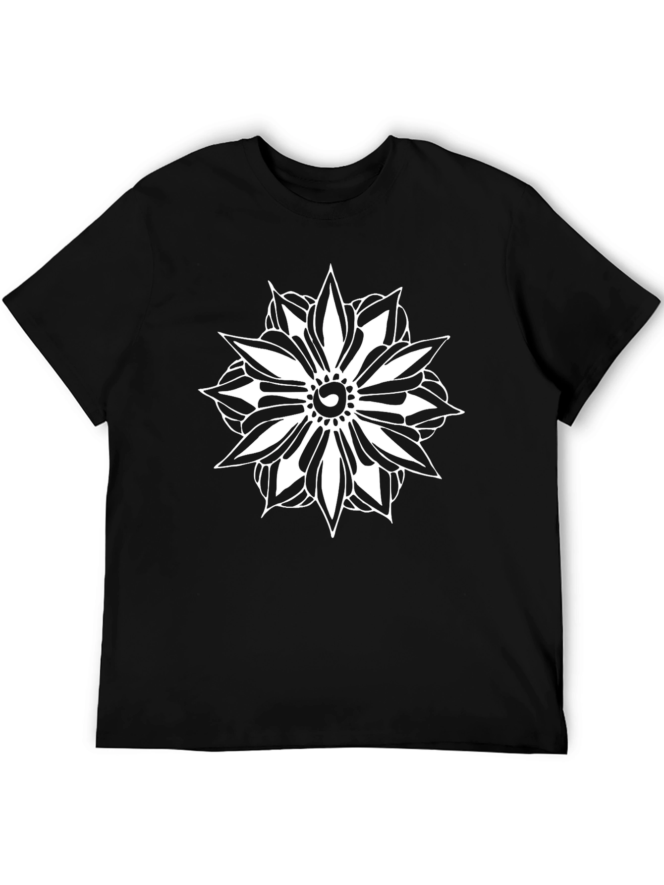 Floral Mandala Graphic Black T-Shirt