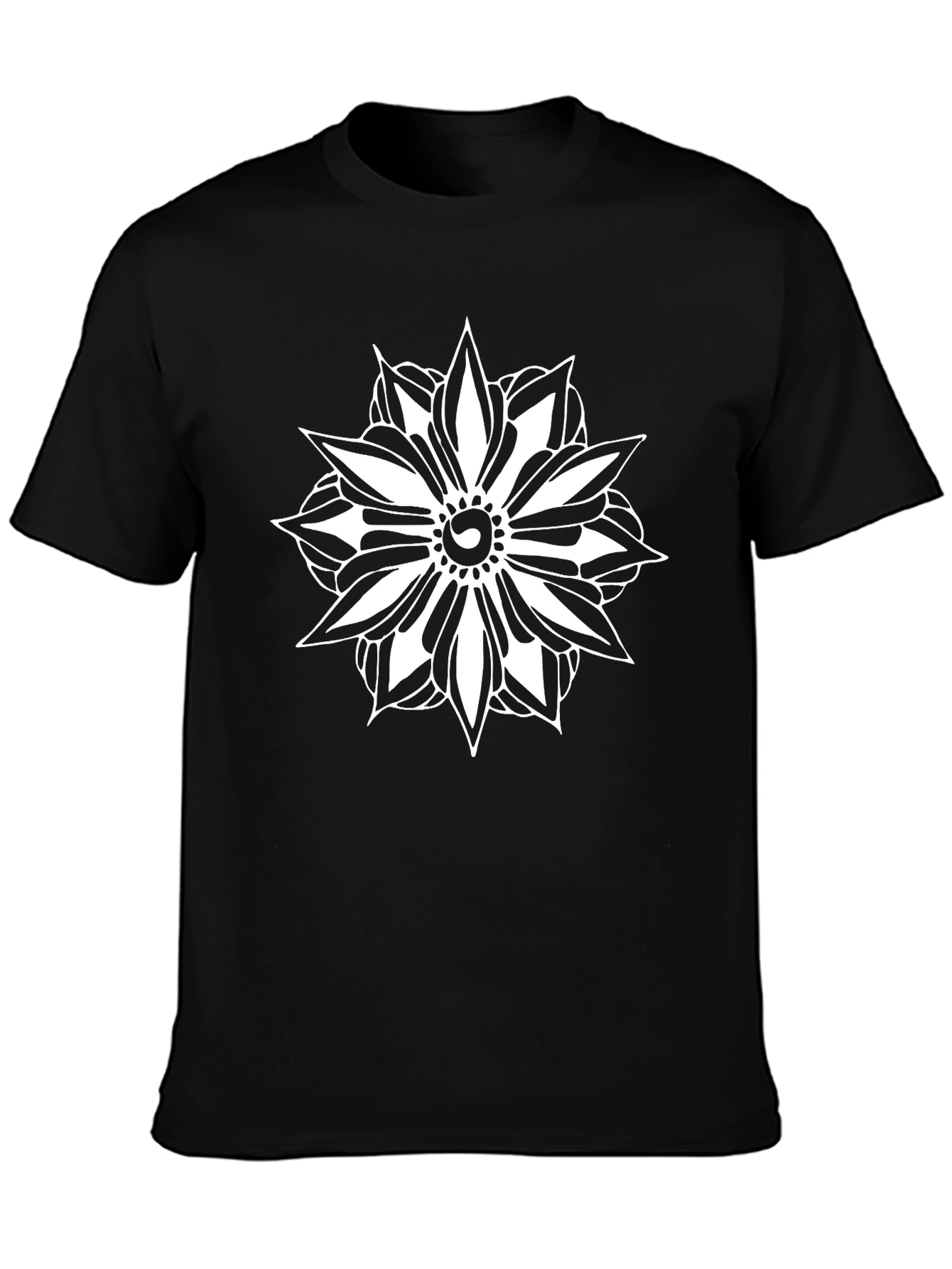 Floral Mandala Graphic Black T-Shirt