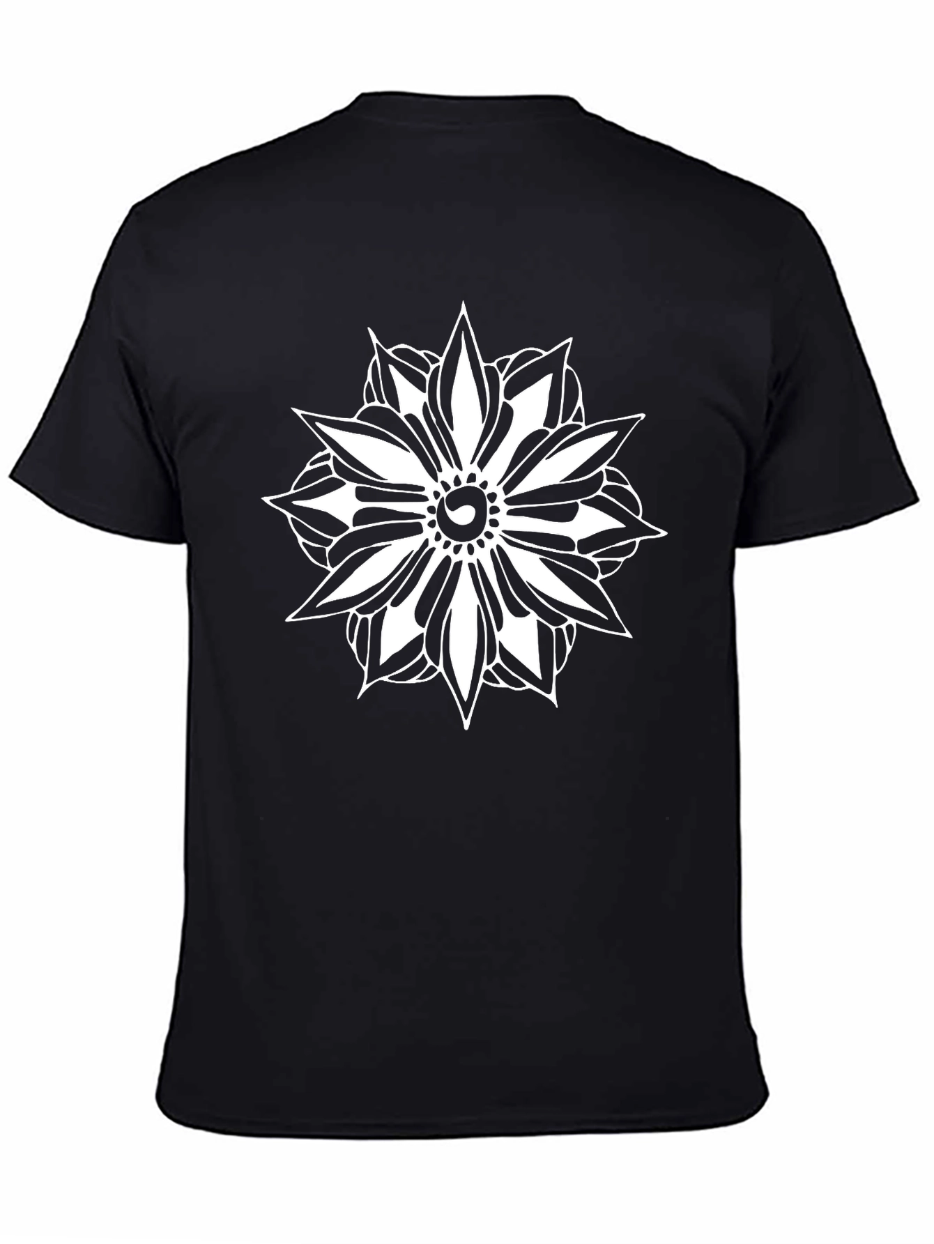 Floral Mandala Graphic Black T-Shirt