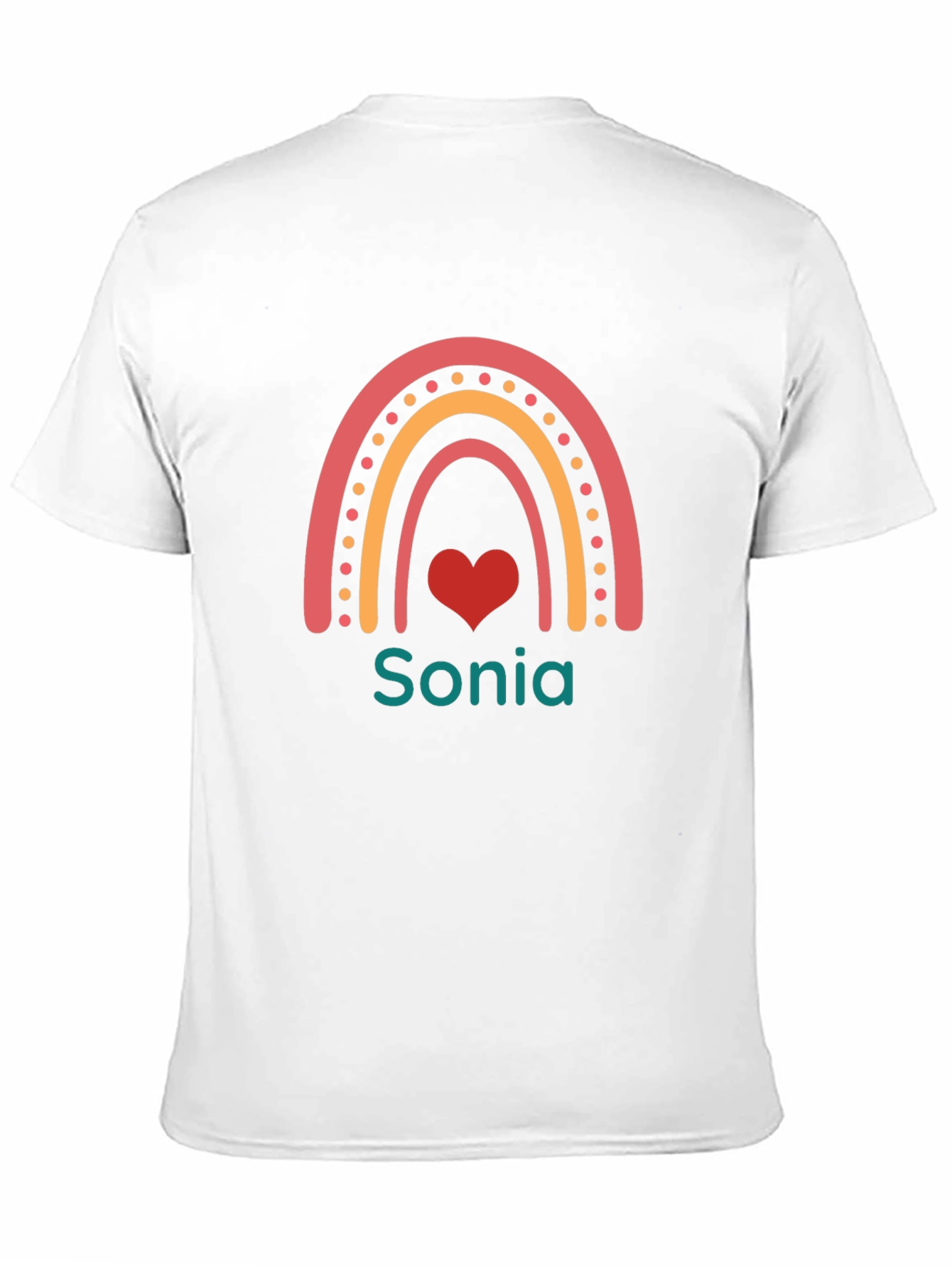 Personalized Sonia Rainbow Heart Graphic T-Shirt