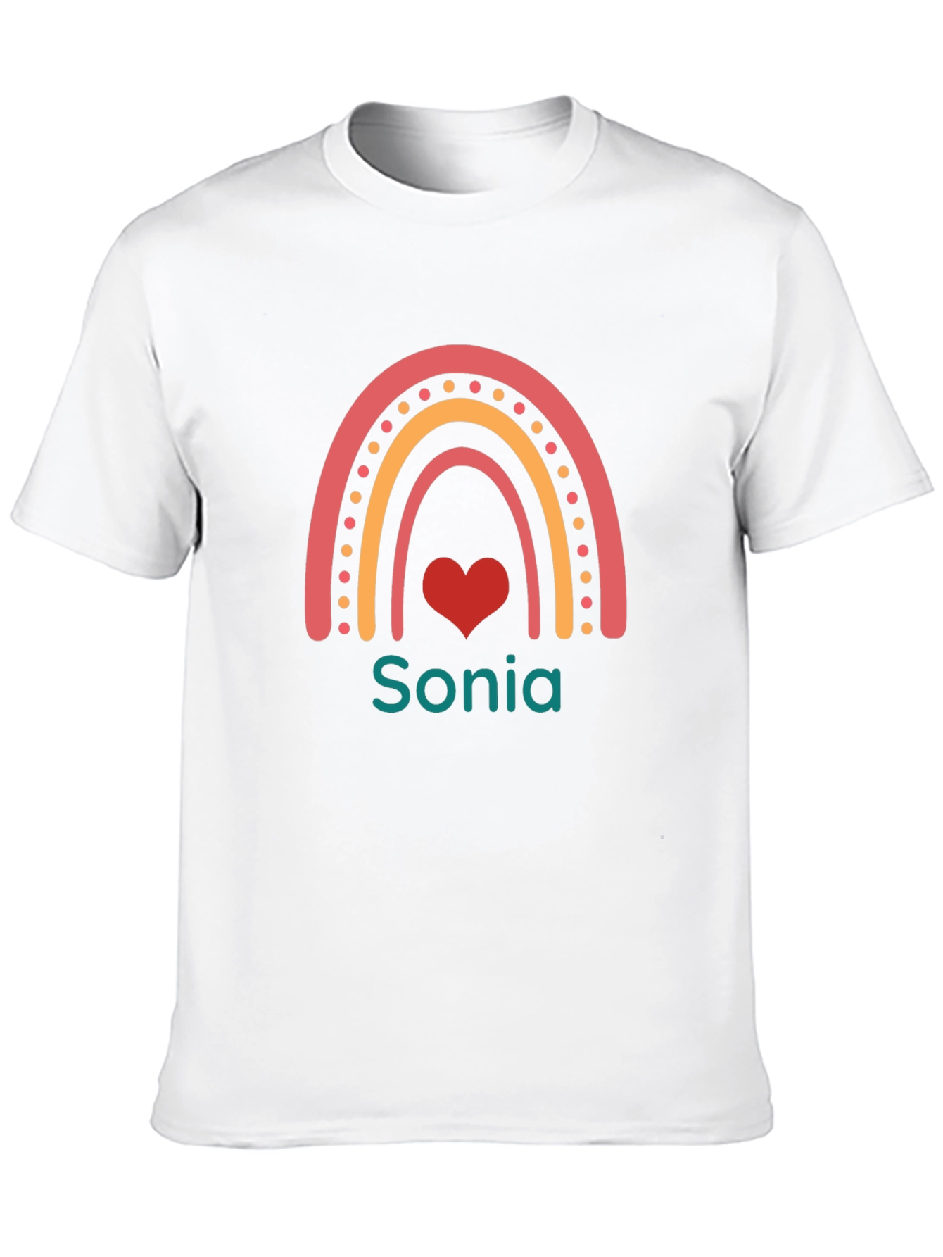 Personalized Sonia Rainbow Heart Graphic T-Shirt