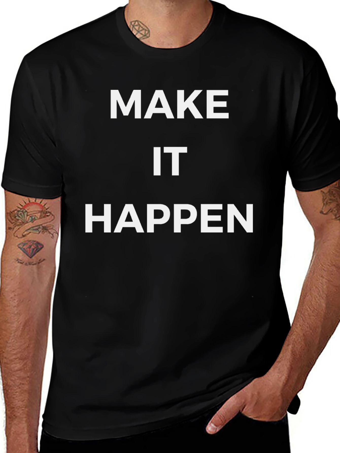 Make It Happen Graphic Tee - Black Cotton T-Shirt
