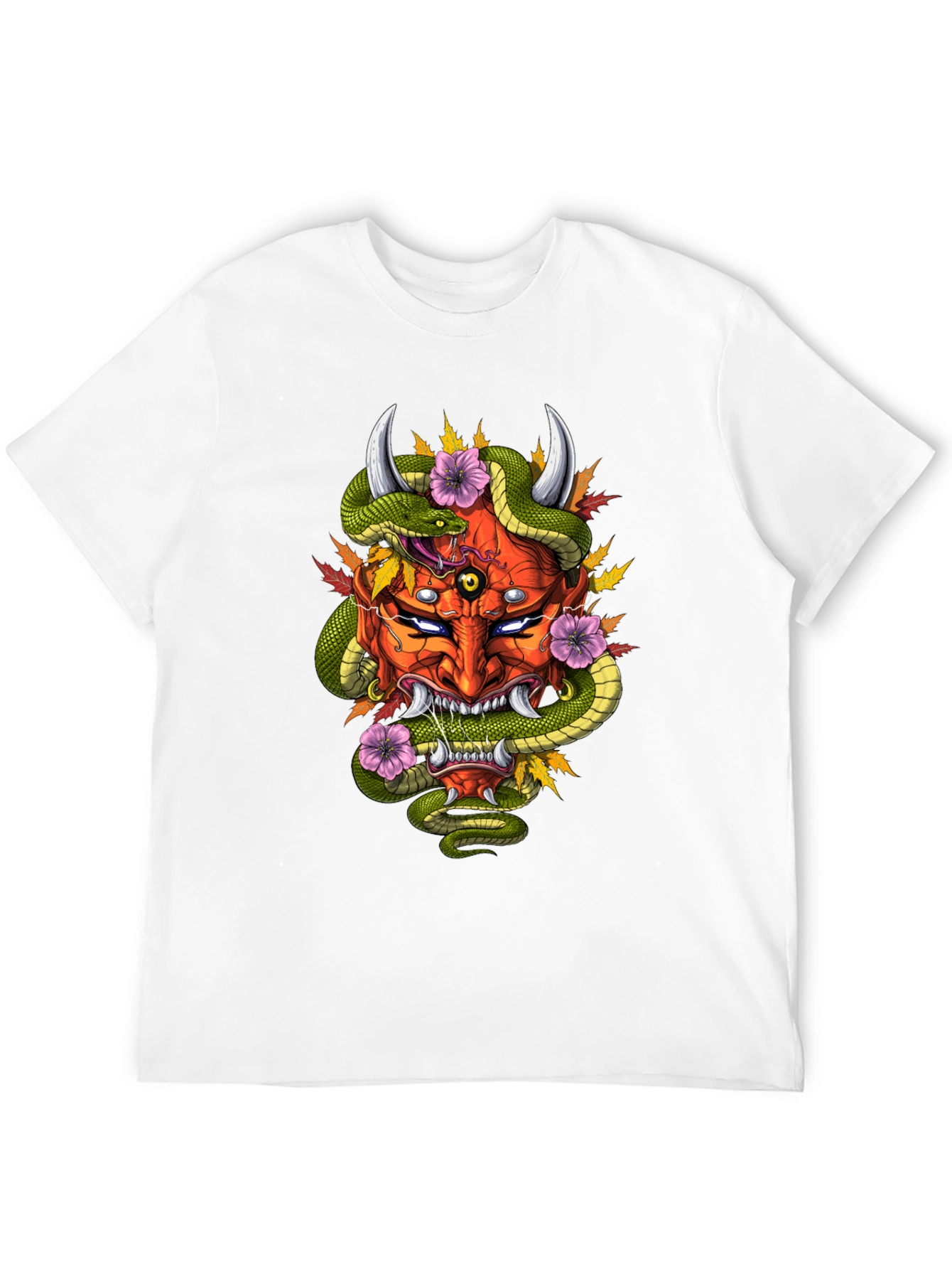 Mens Graphic Tee - Oni Mask & Snake