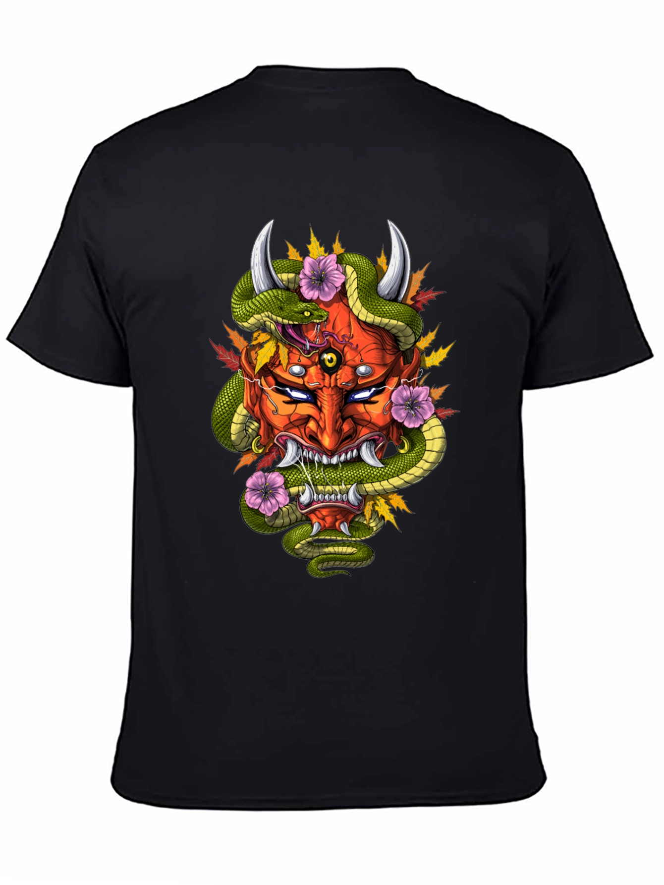 Mens Graphic Tee - Oni Mask & Snake
