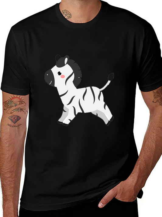 Cute Zebra Graphic Tee - Mens Black T-Shirt