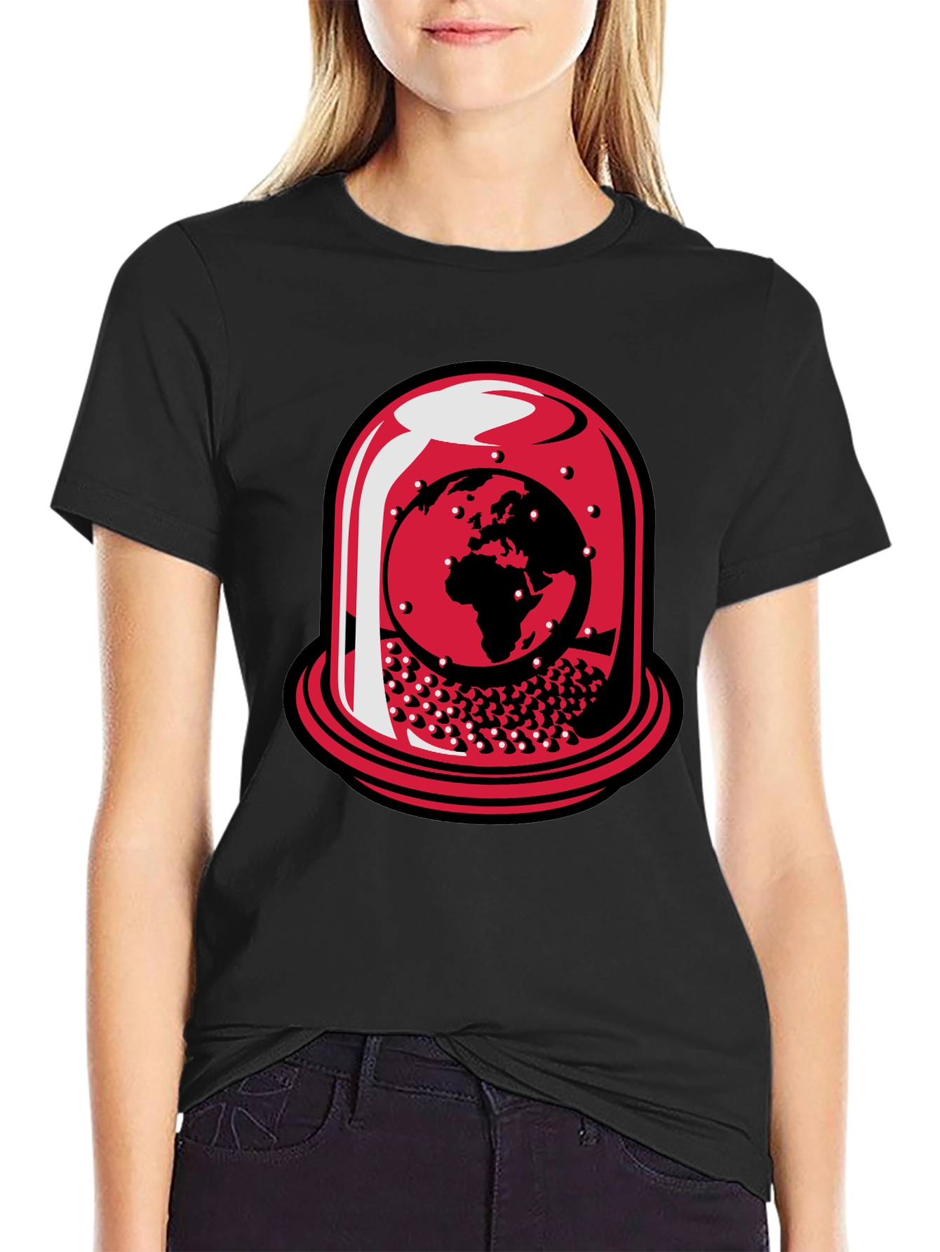 World Globe Under Glass Black Tee