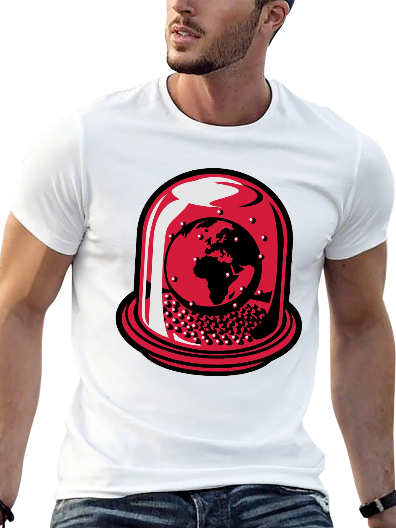 World Globe Under Glass Black Tee