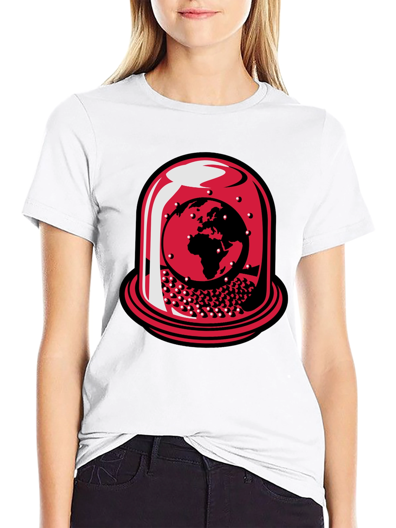 World Globe Under Glass Black Tee
