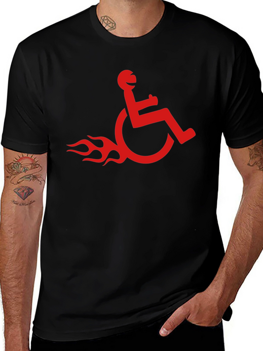 Wheelchair Rider Flame Graphic Tee - Black