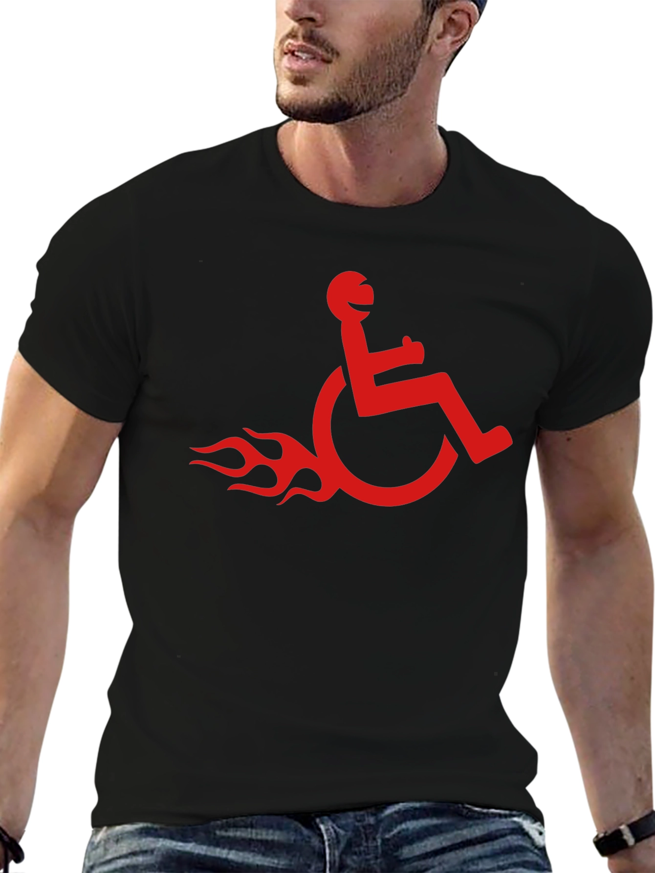 Wheelchair Rider Flame Graphic Tee - Black