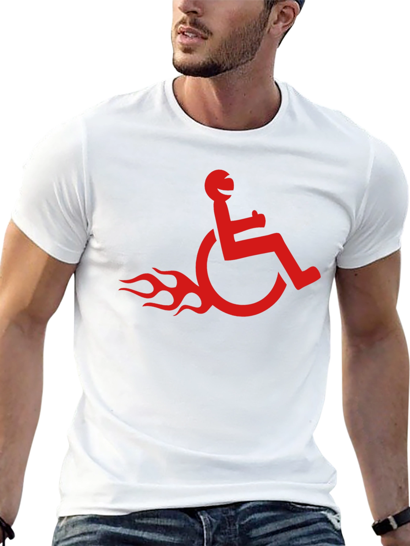 Wheelchair Rider Flame Graphic Tee - Black