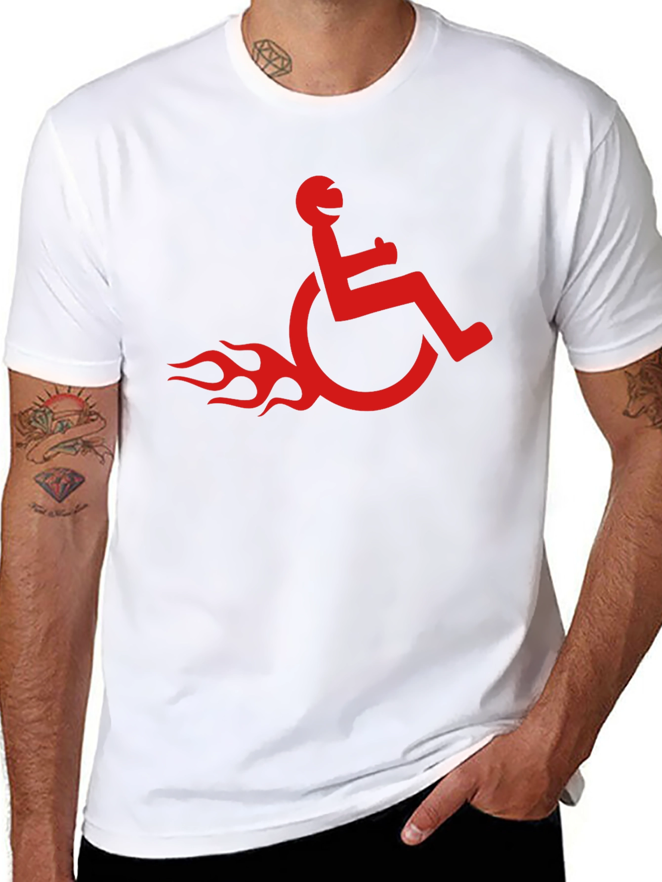 Wheelchair Rider Flame Graphic Tee - Black