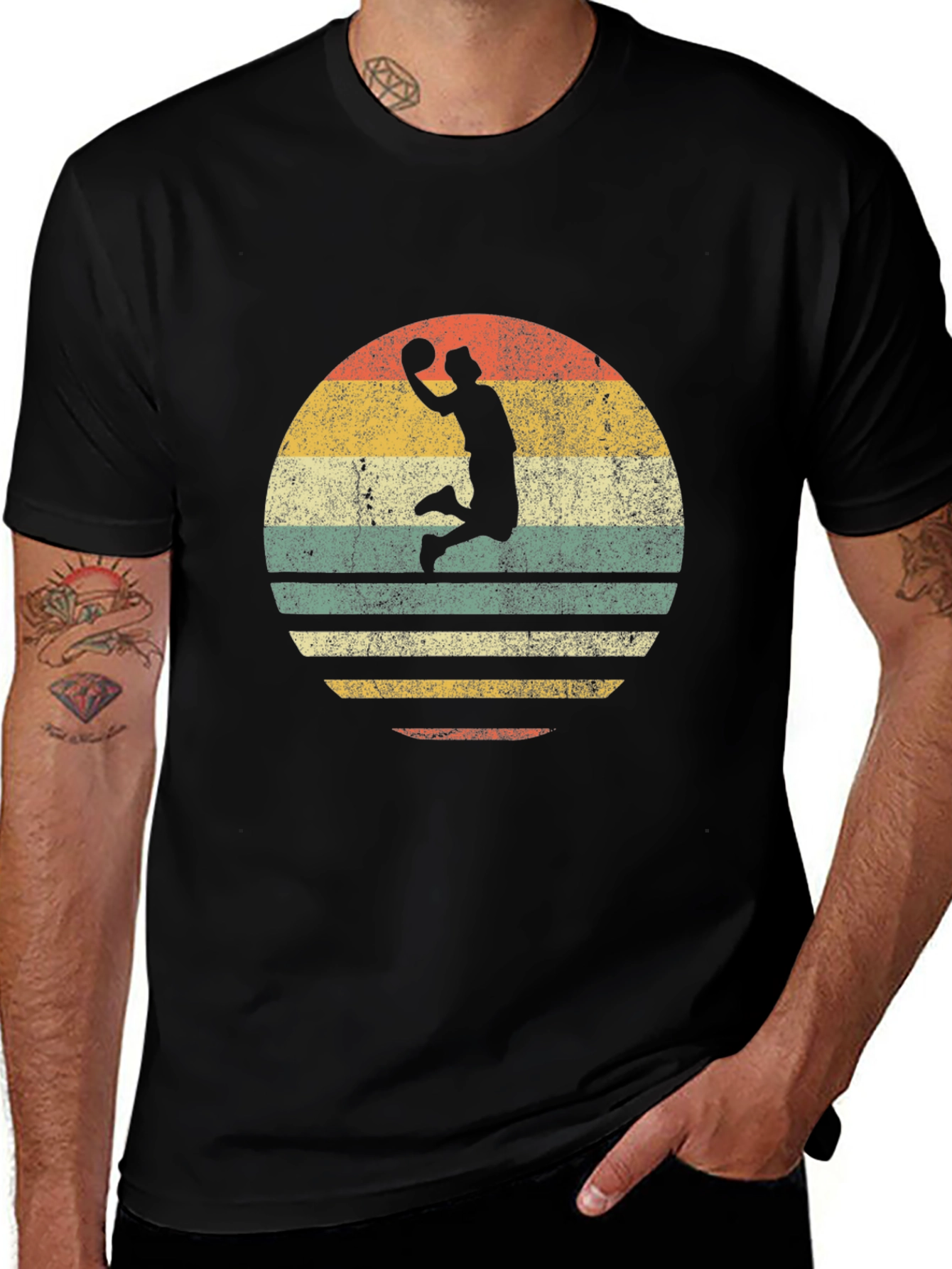 Retro Basketball Dunk Graphic T-Shirt