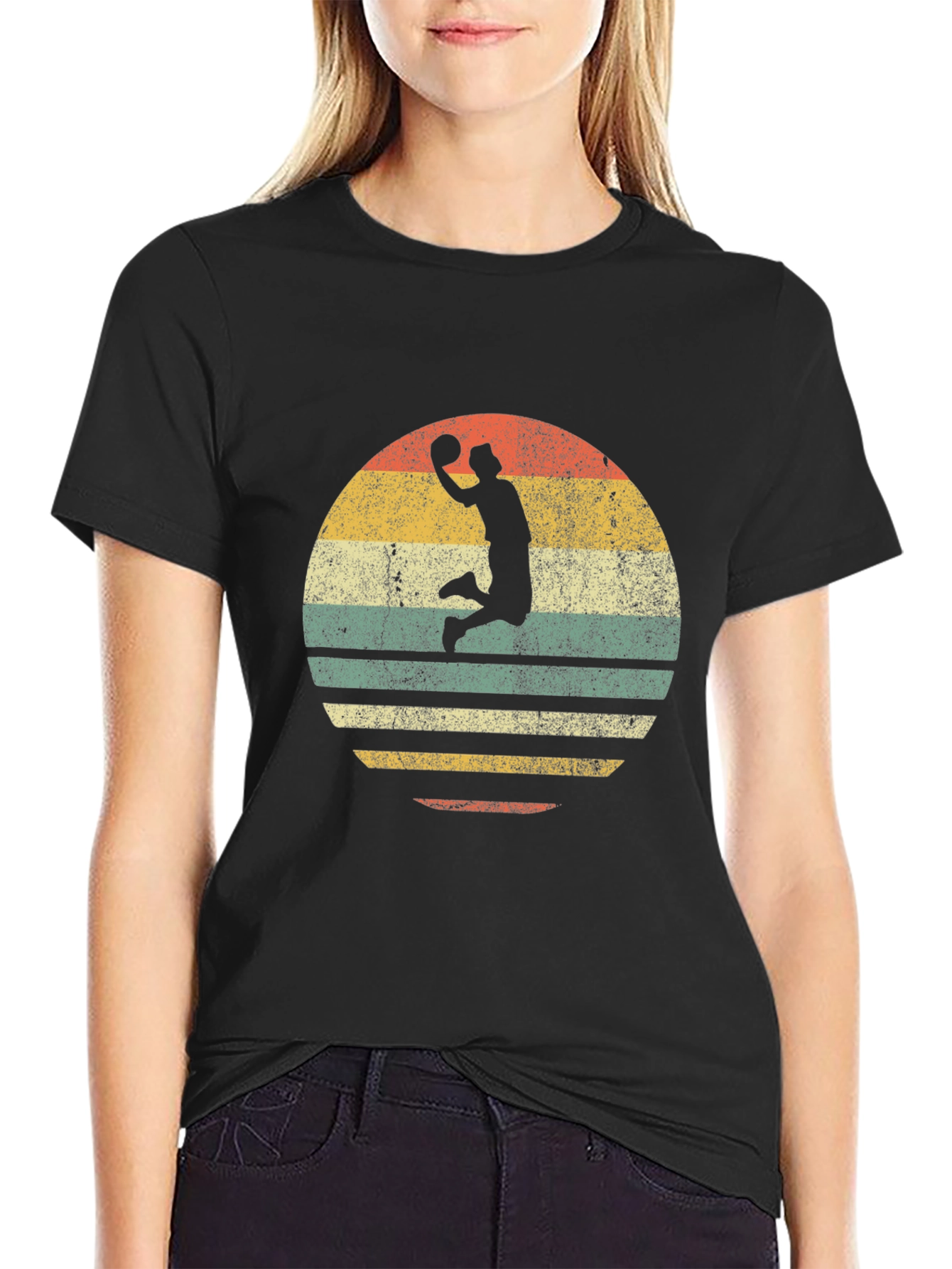 Retro Basketball Dunk Graphic T-Shirt