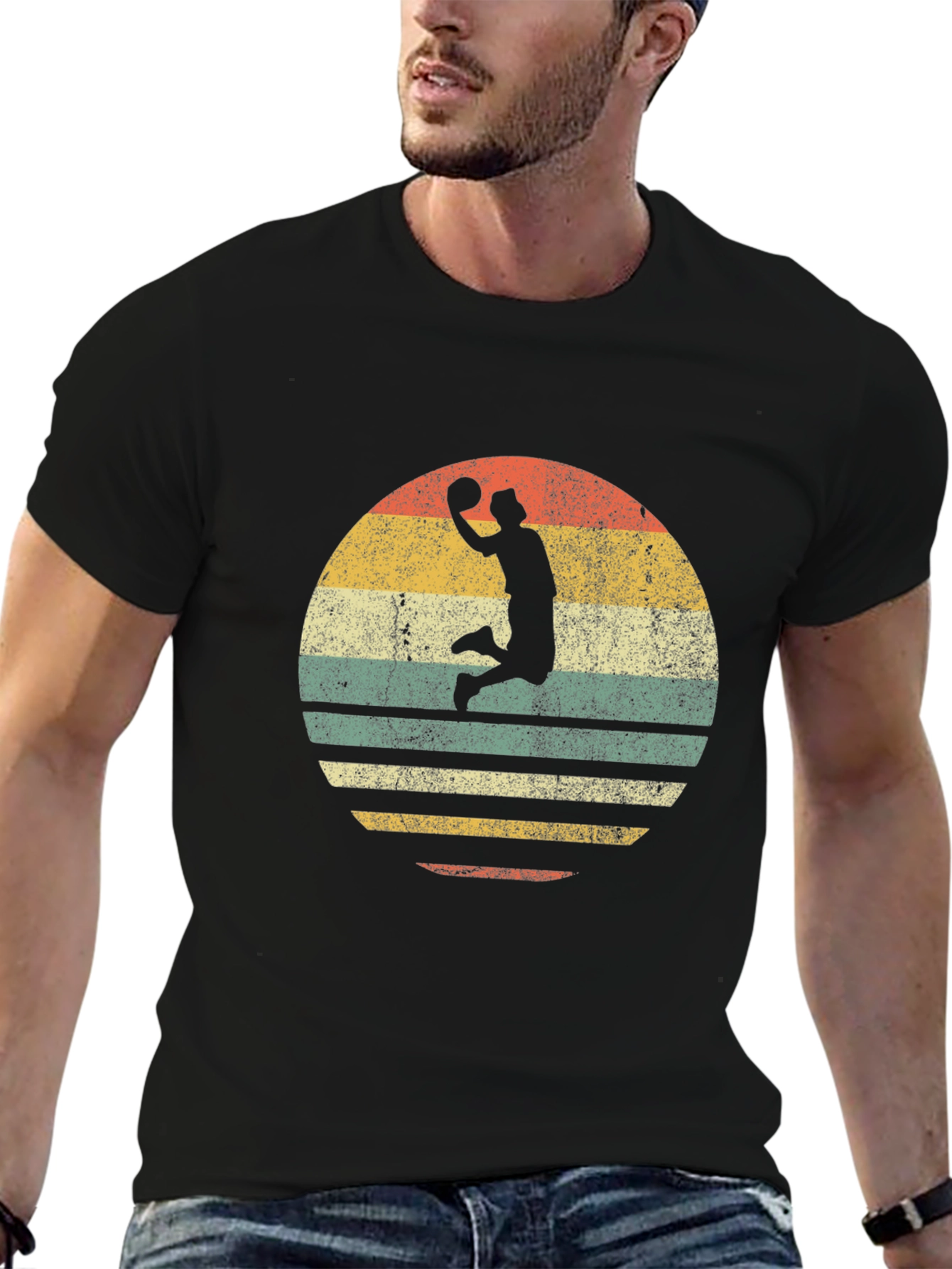 Retro Basketball Dunk Graphic T-Shirt