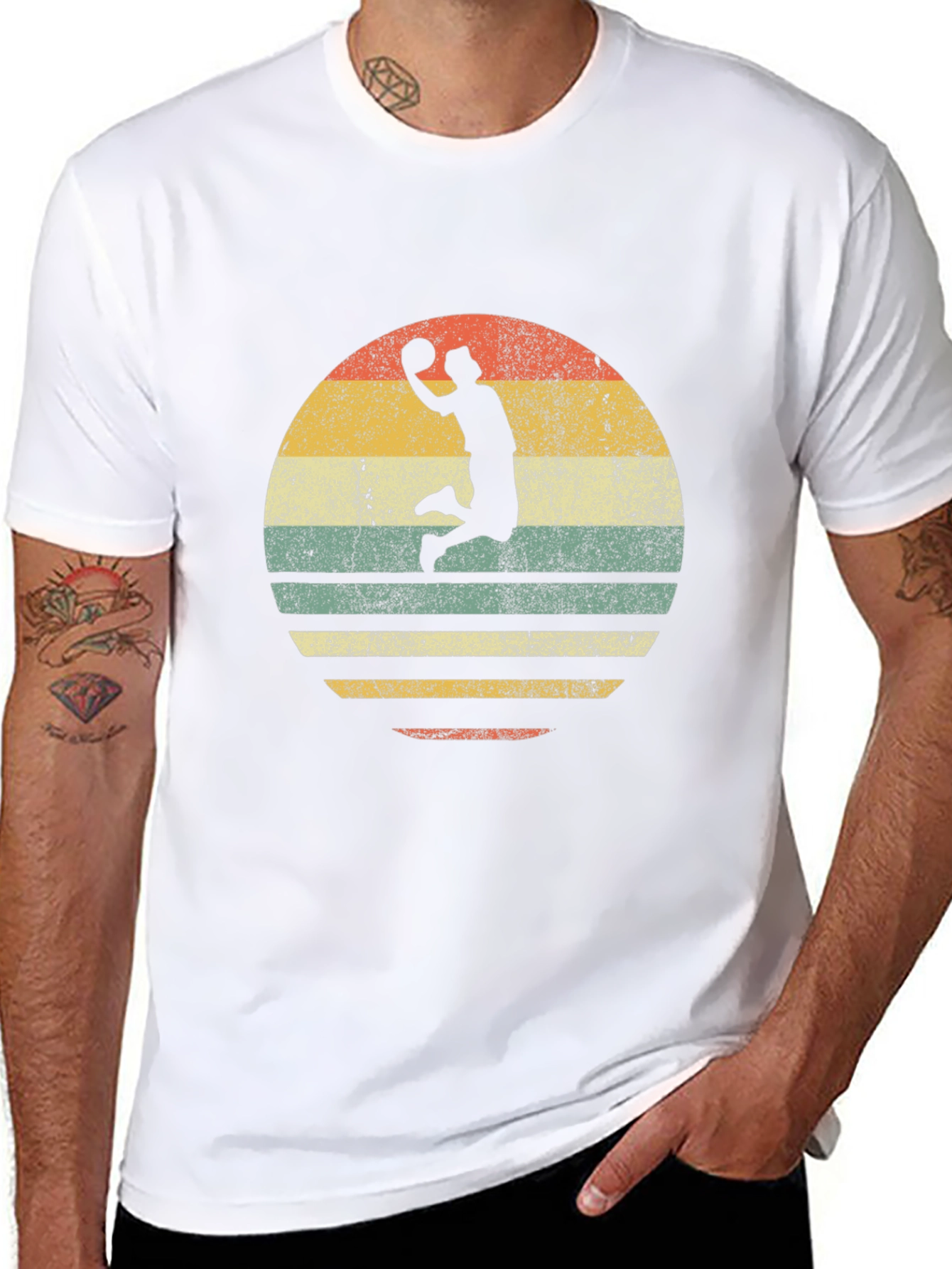 Retro Basketball Dunk Graphic T-Shirt