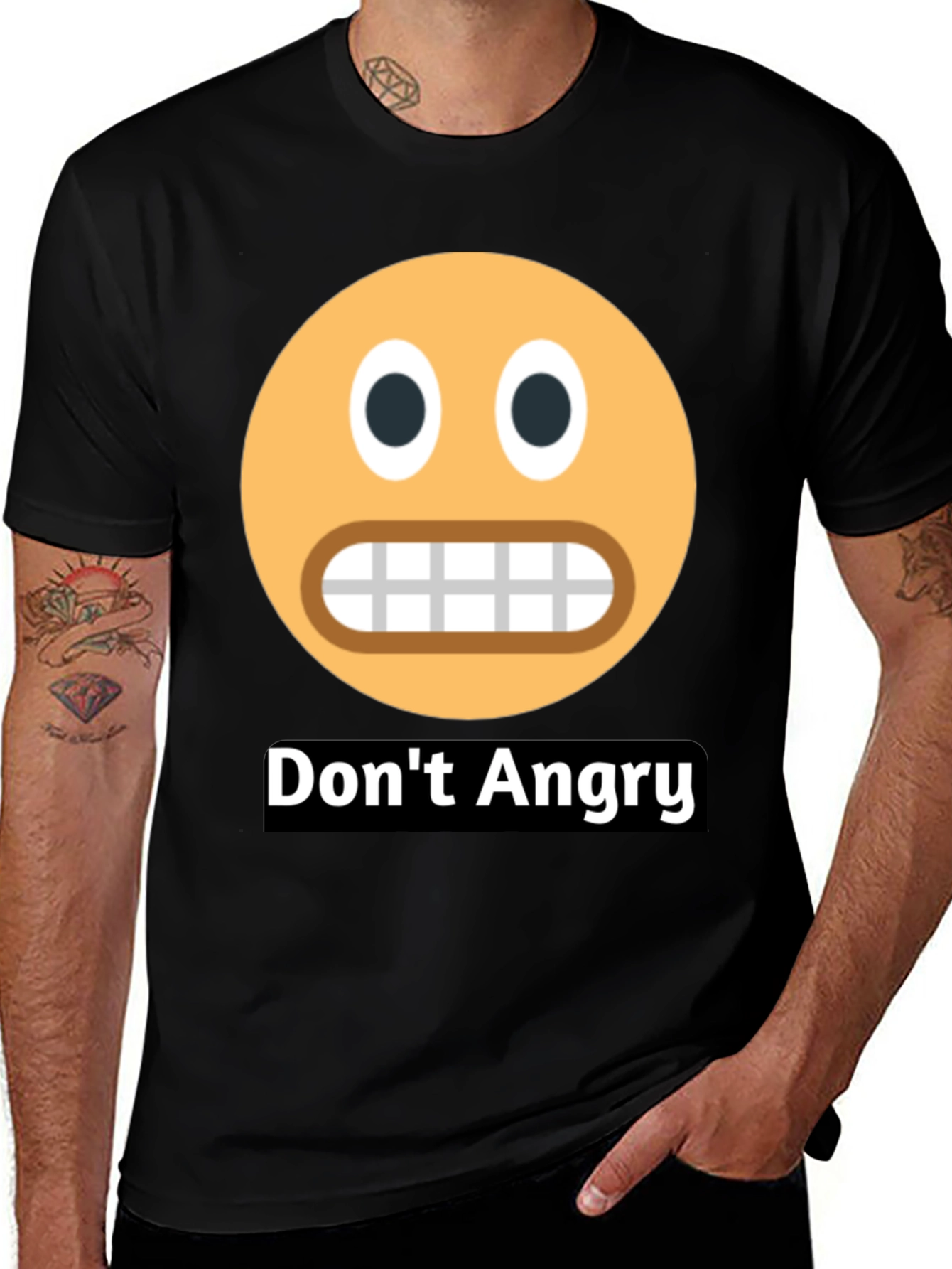 Dont Angry Emoji Black T-Shirt