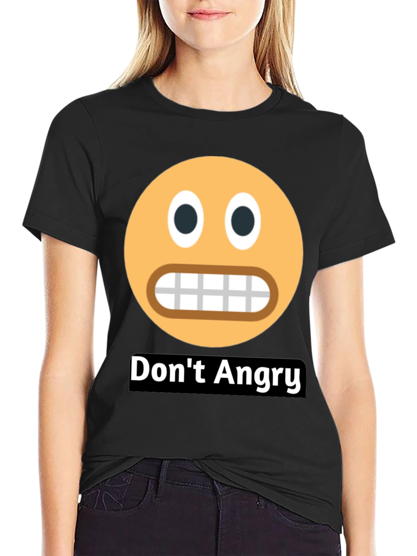 Dont Angry Emoji Black T-Shirt