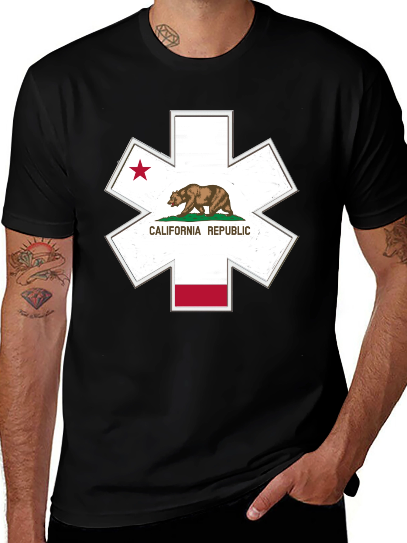 California Republic Star of Life Black T-Shirt