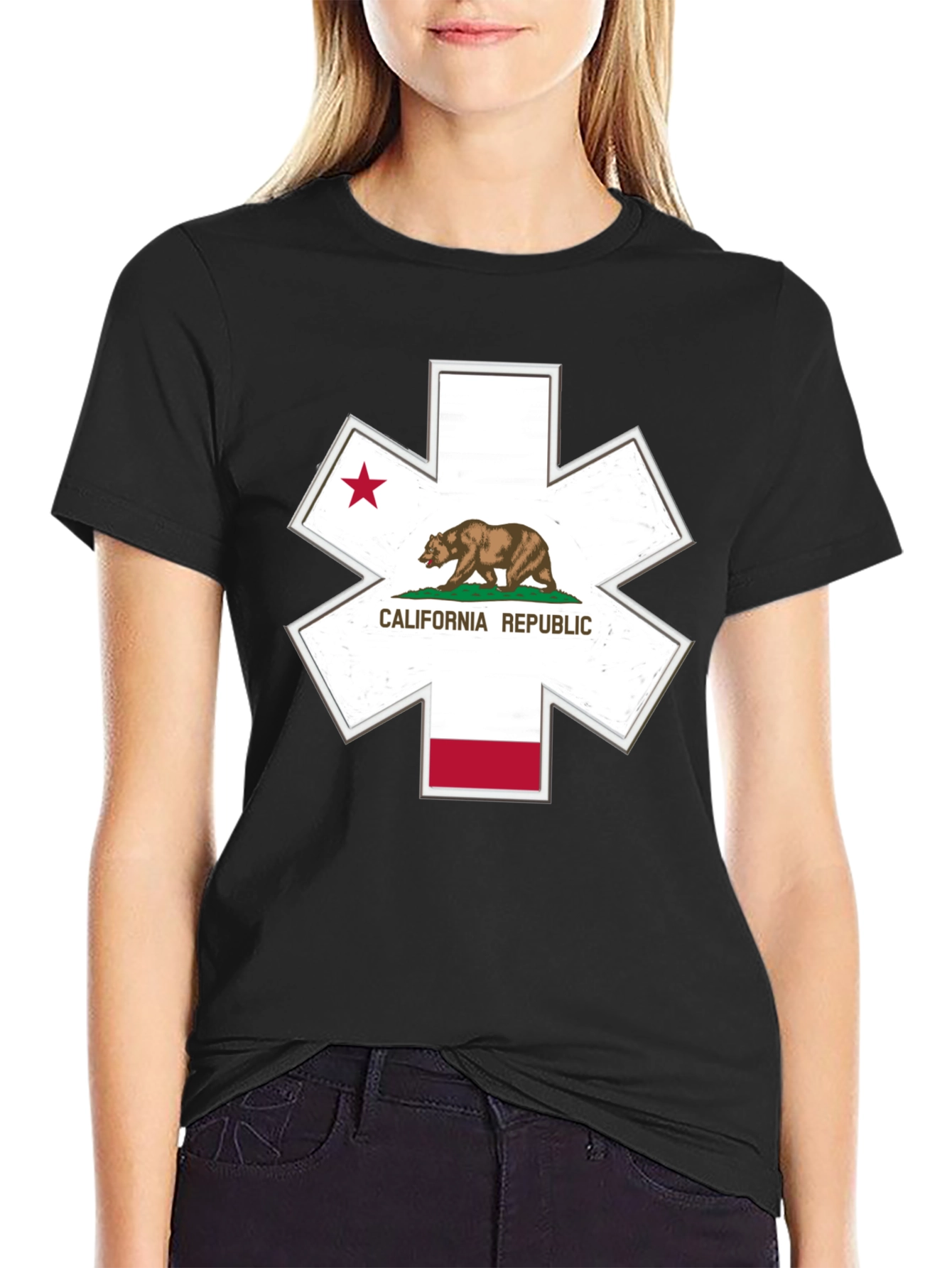 California Republic Star of Life Black T-Shirt