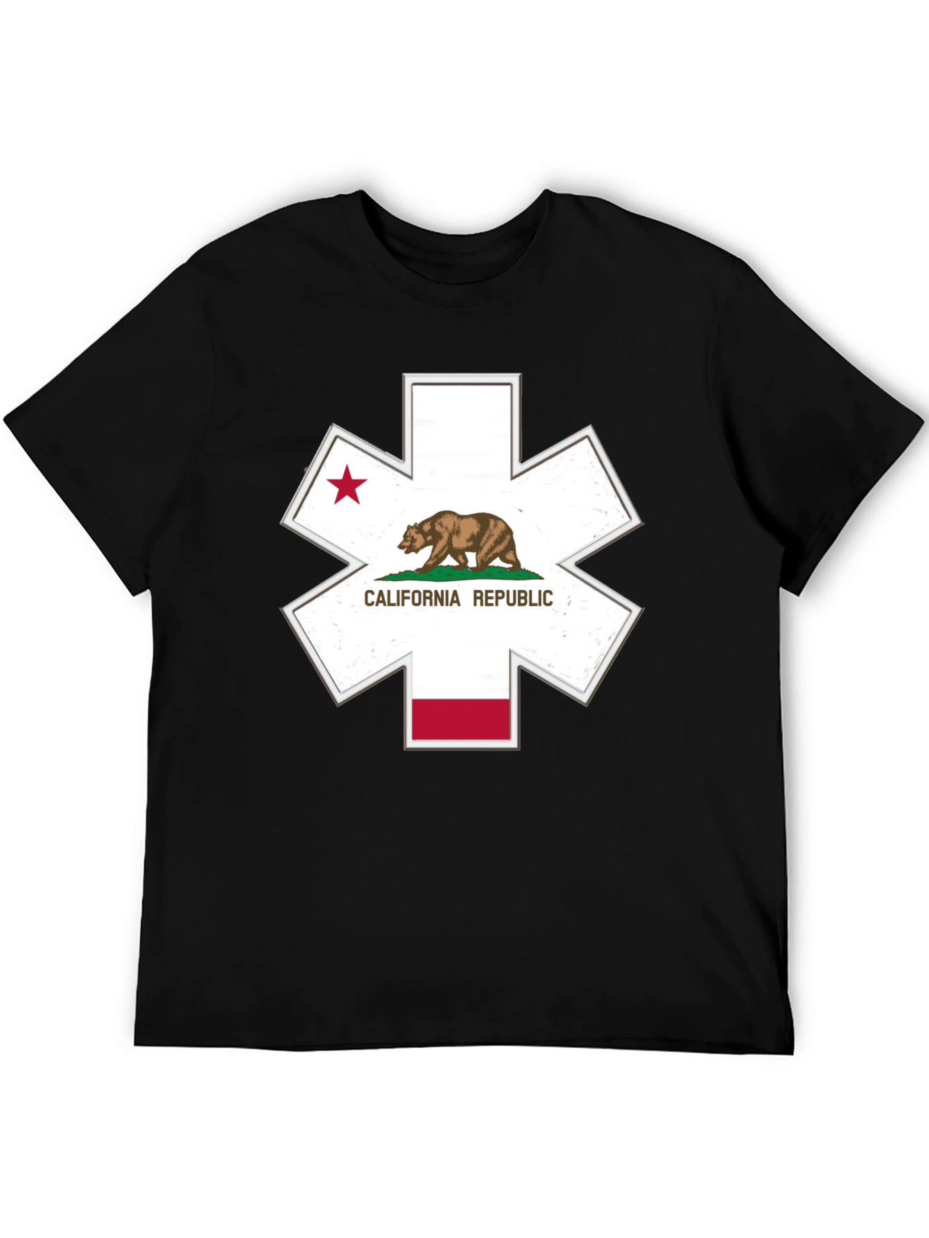 California Republic Star of Life Black T-Shirt