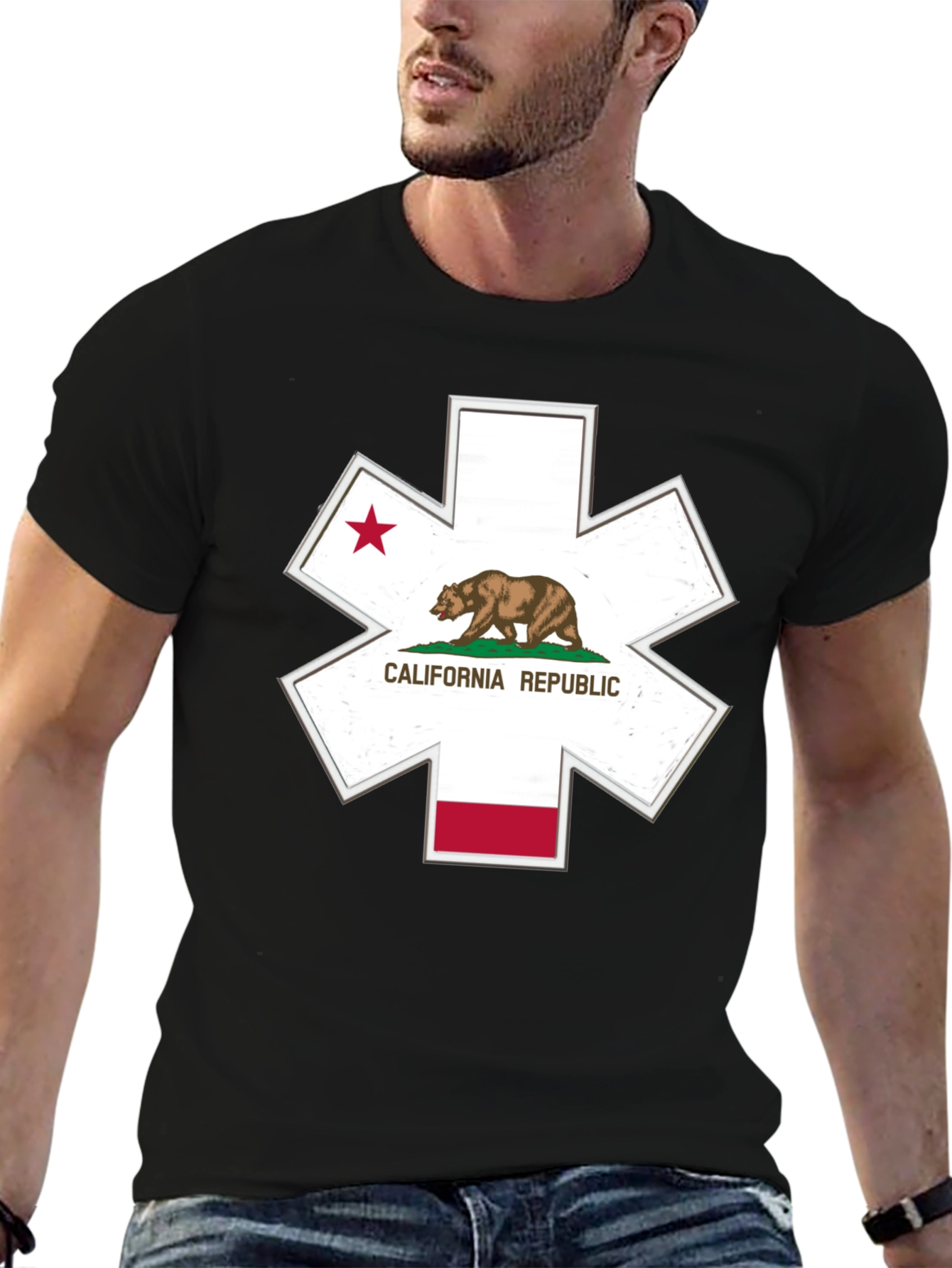 California Republic Star of Life Black T-Shirt