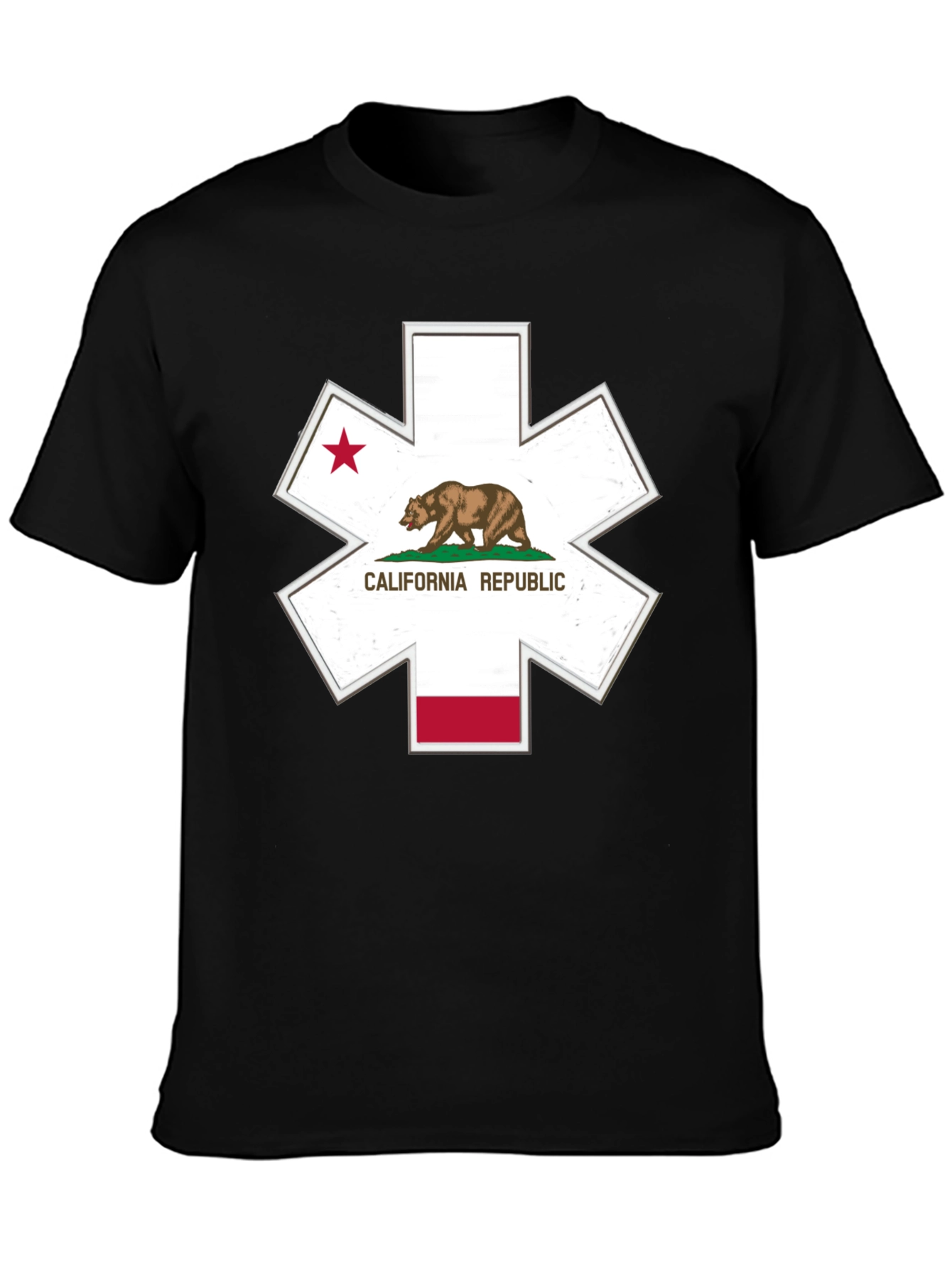 California Republic Star of Life Black T-Shirt