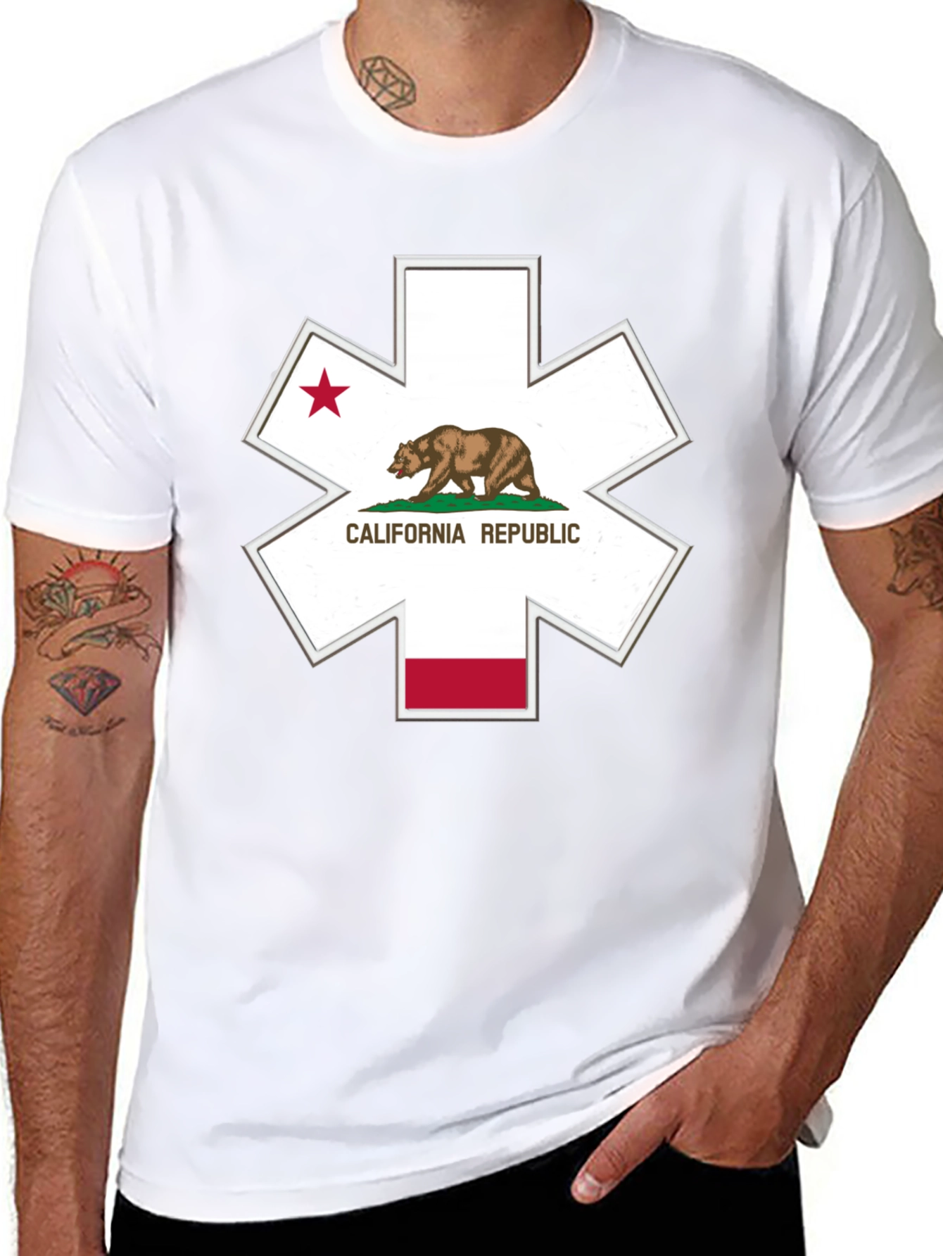 California Republic Star of Life Black T-Shirt