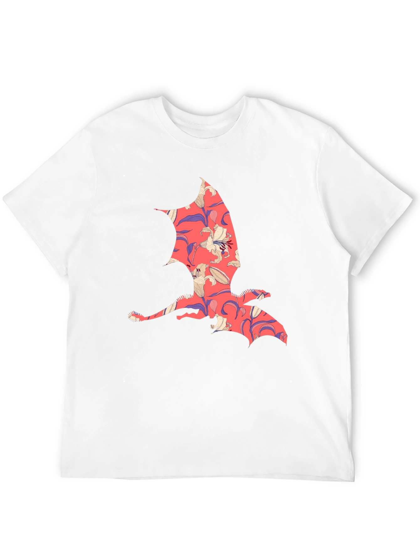 Floral Dragon Print Mens T-Shirt - Unique Design