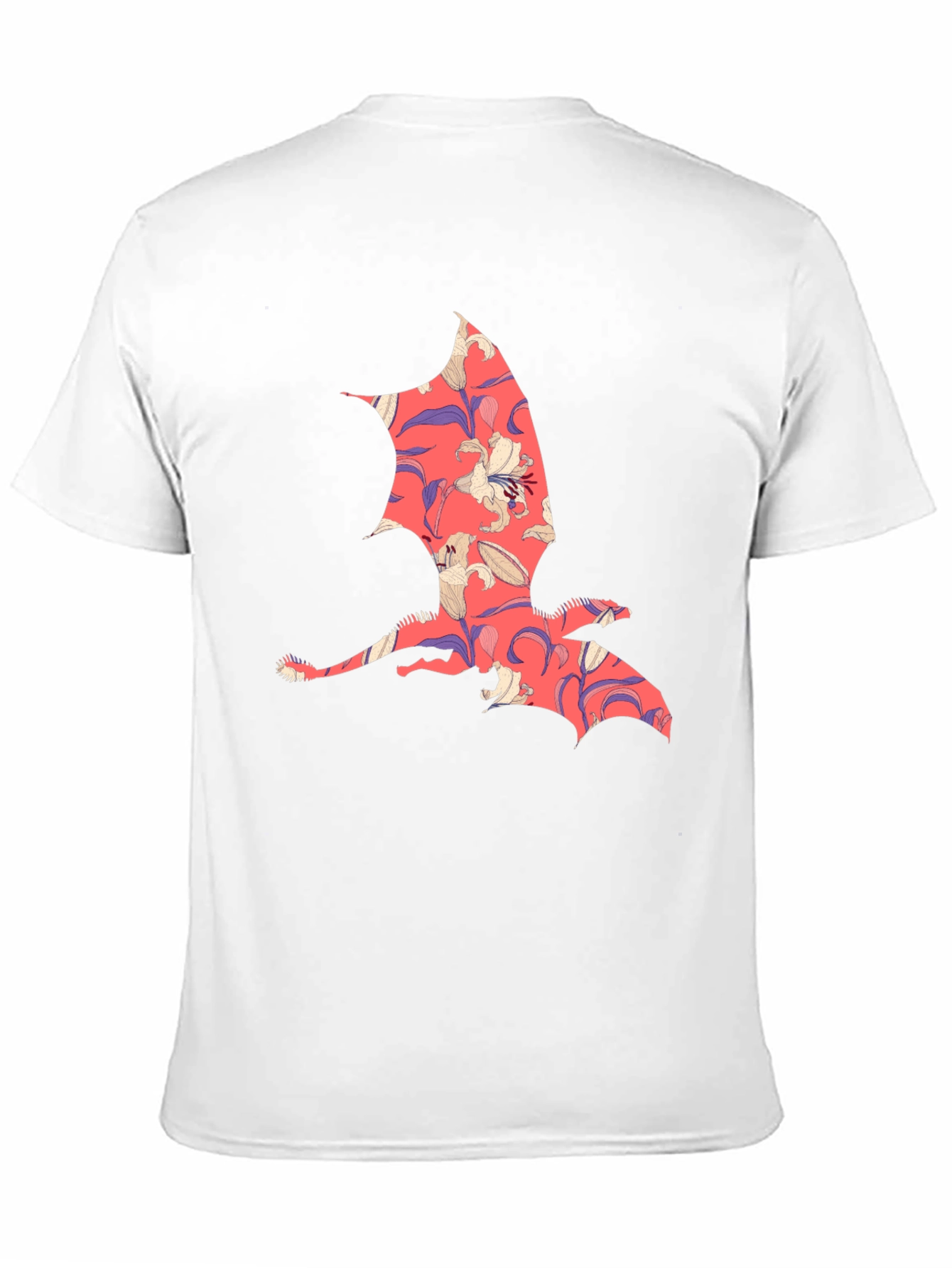 Floral Dragon Print Mens T-Shirt - Unique Design