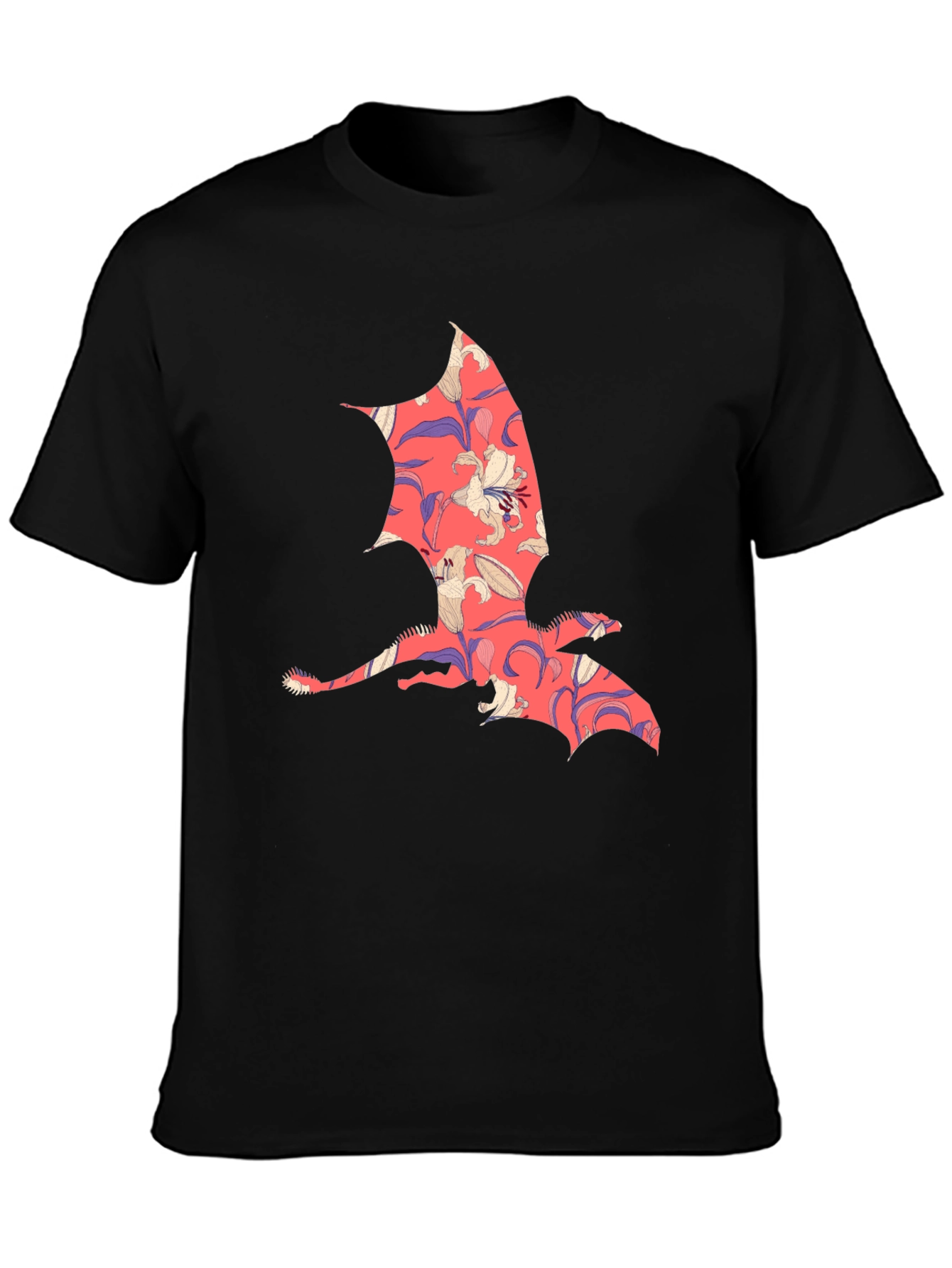 Floral Dragon Print Mens T-Shirt - Unique Design