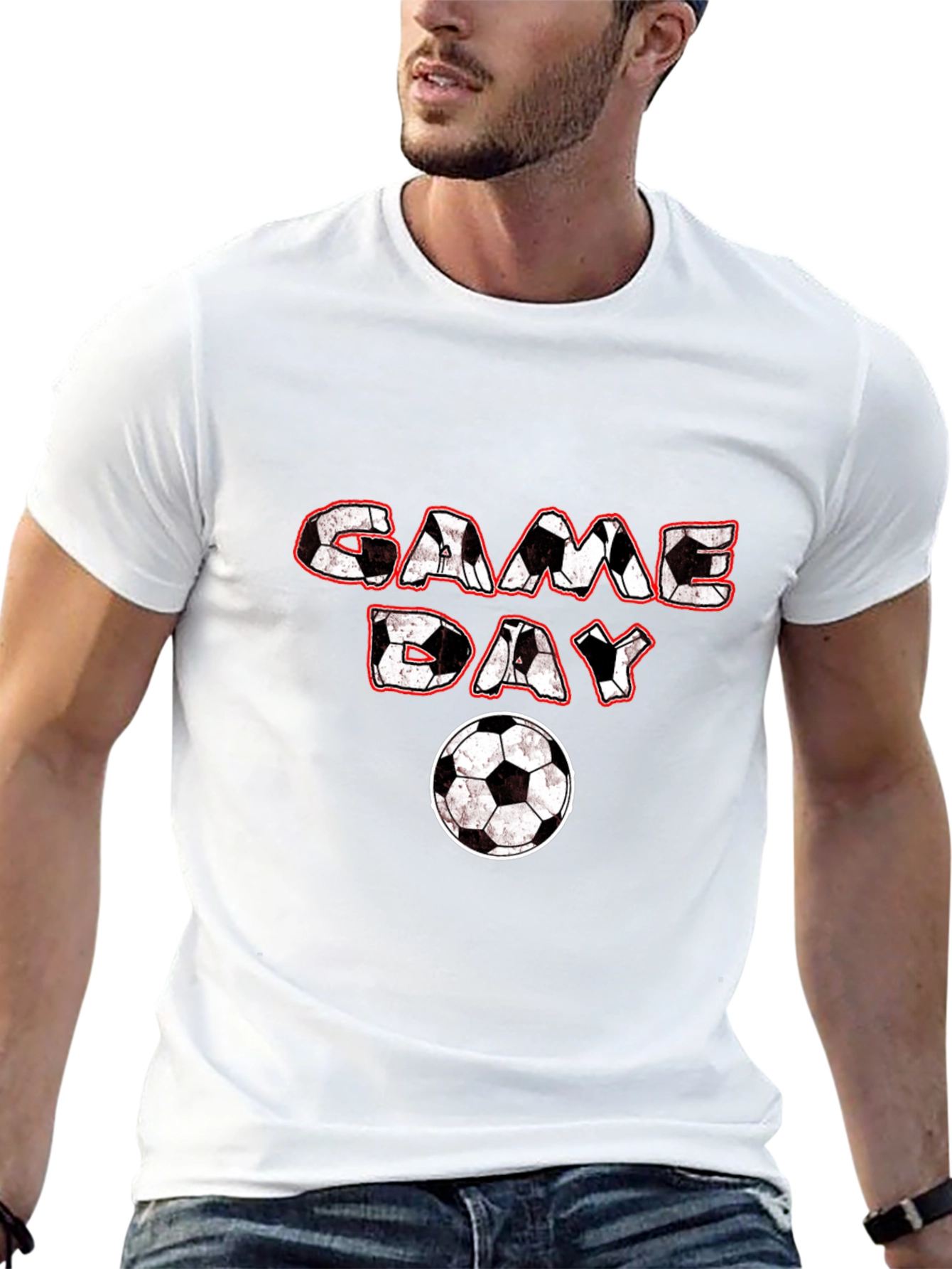 Game Day Soccer Graphic Tee - Black Cotton T-Shirt