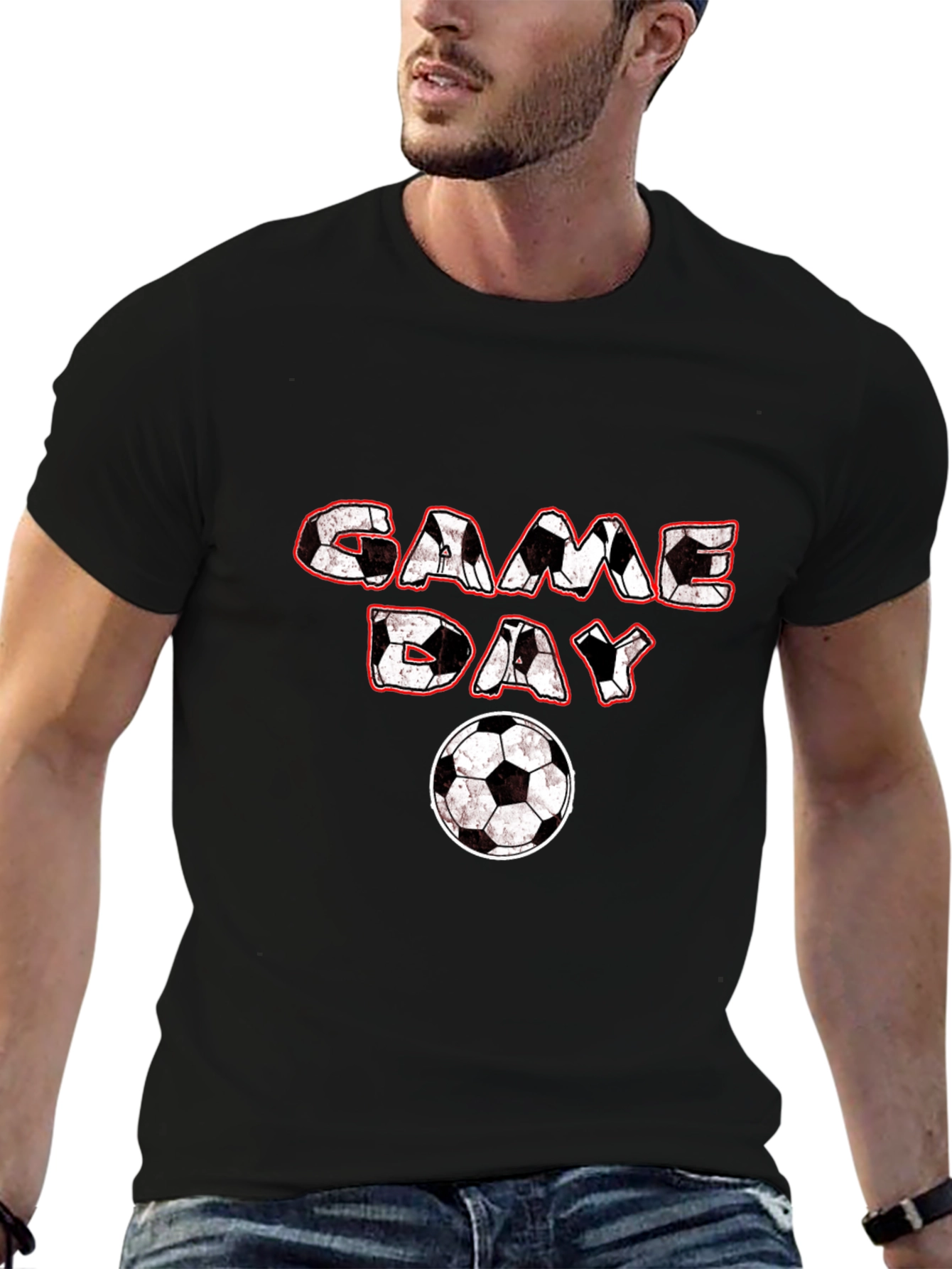Game Day Soccer Graphic Tee - Black Cotton T-Shirt
